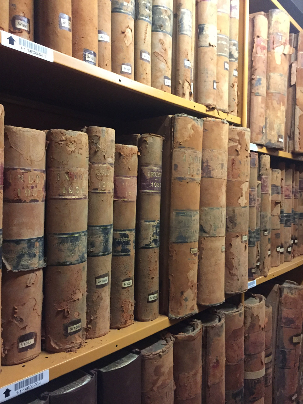 State archives on shelf at Western Sydney Records Centre