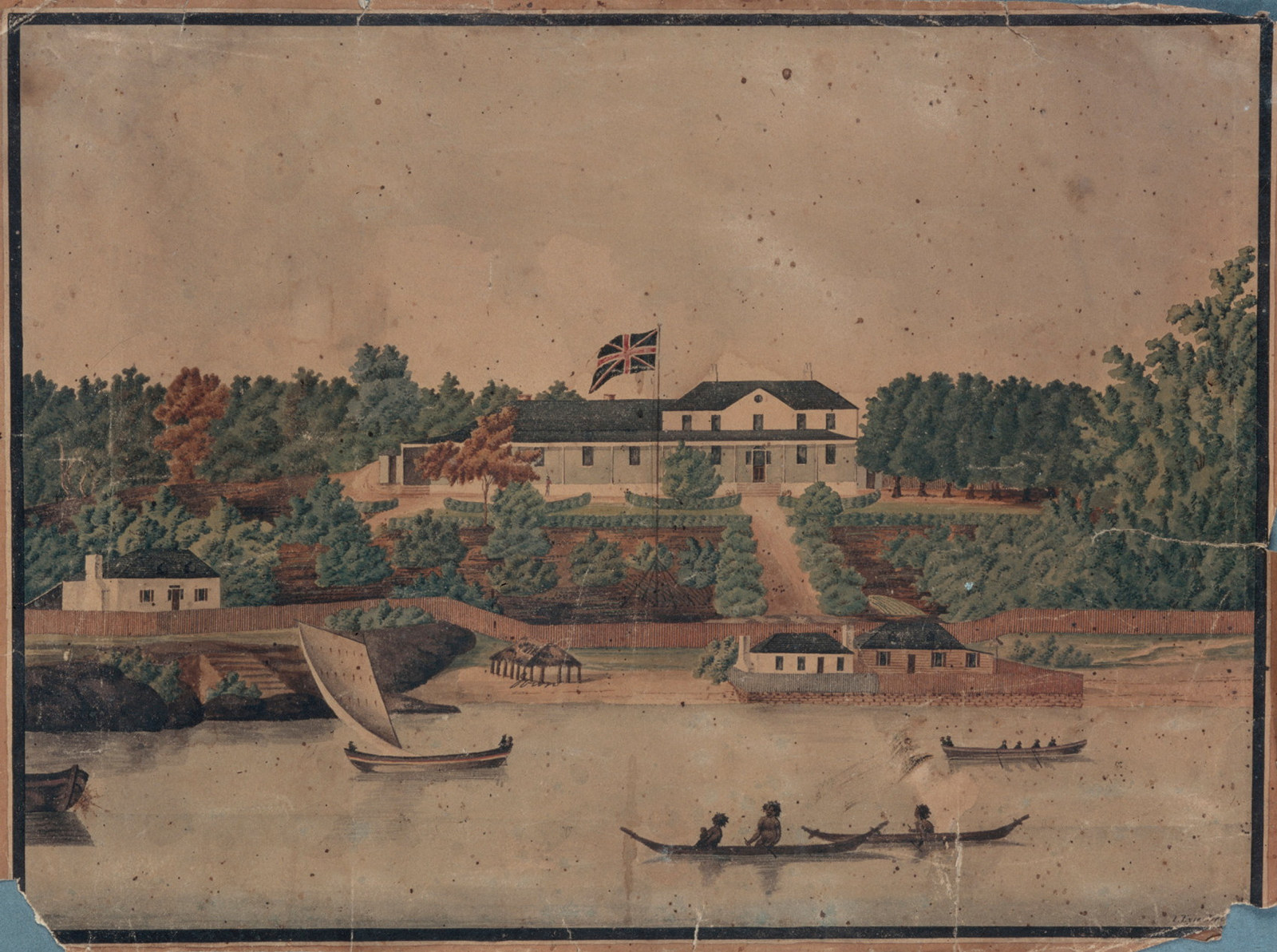 [First Government House, Sydney] / watercolour drawing by John Eyre