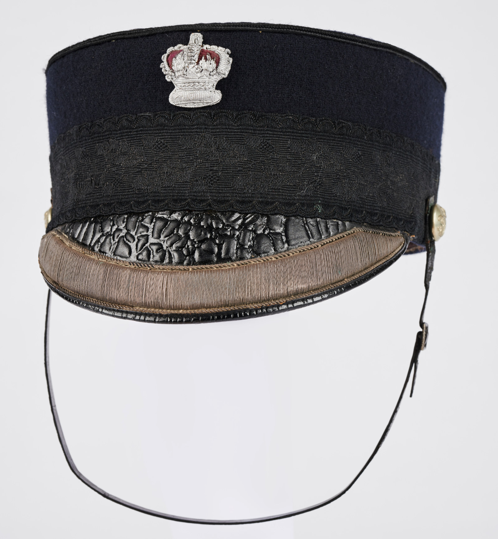 This braided pill-box style cap was part of the uniform issued to Edward Montague Battye (1817-1898) who served in the NSW Police from 1851-1861 then 1862-1893.