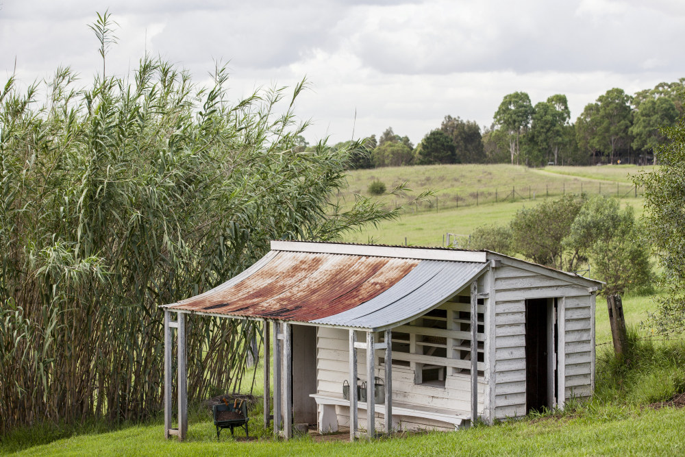 Potting shed and view to south-east over Regional Park, Rouse Hill House and Farm  