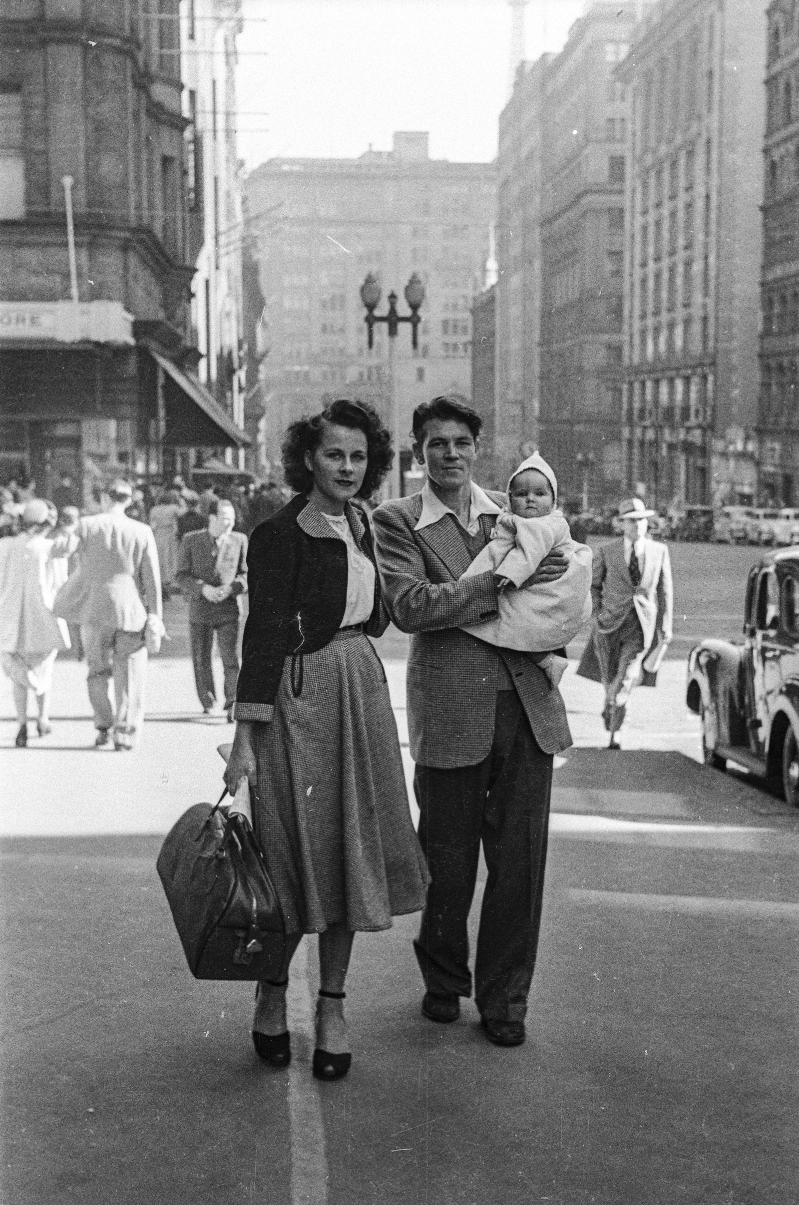 Candid street photograph of pedestrians taken in Martin Place, Sydney, by an unknown Ikon Studio photographer during 1950.