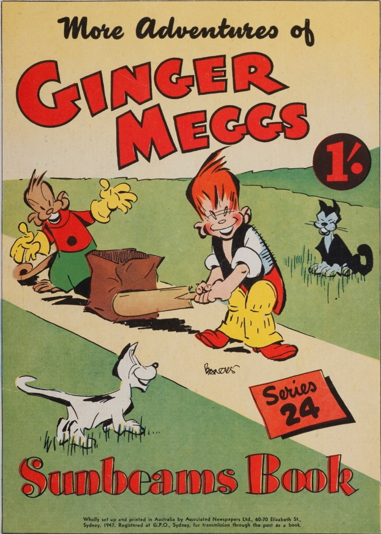 Sunbeams Book Series 24: More Adventures of Ginger Meggs. Cover, 1947.