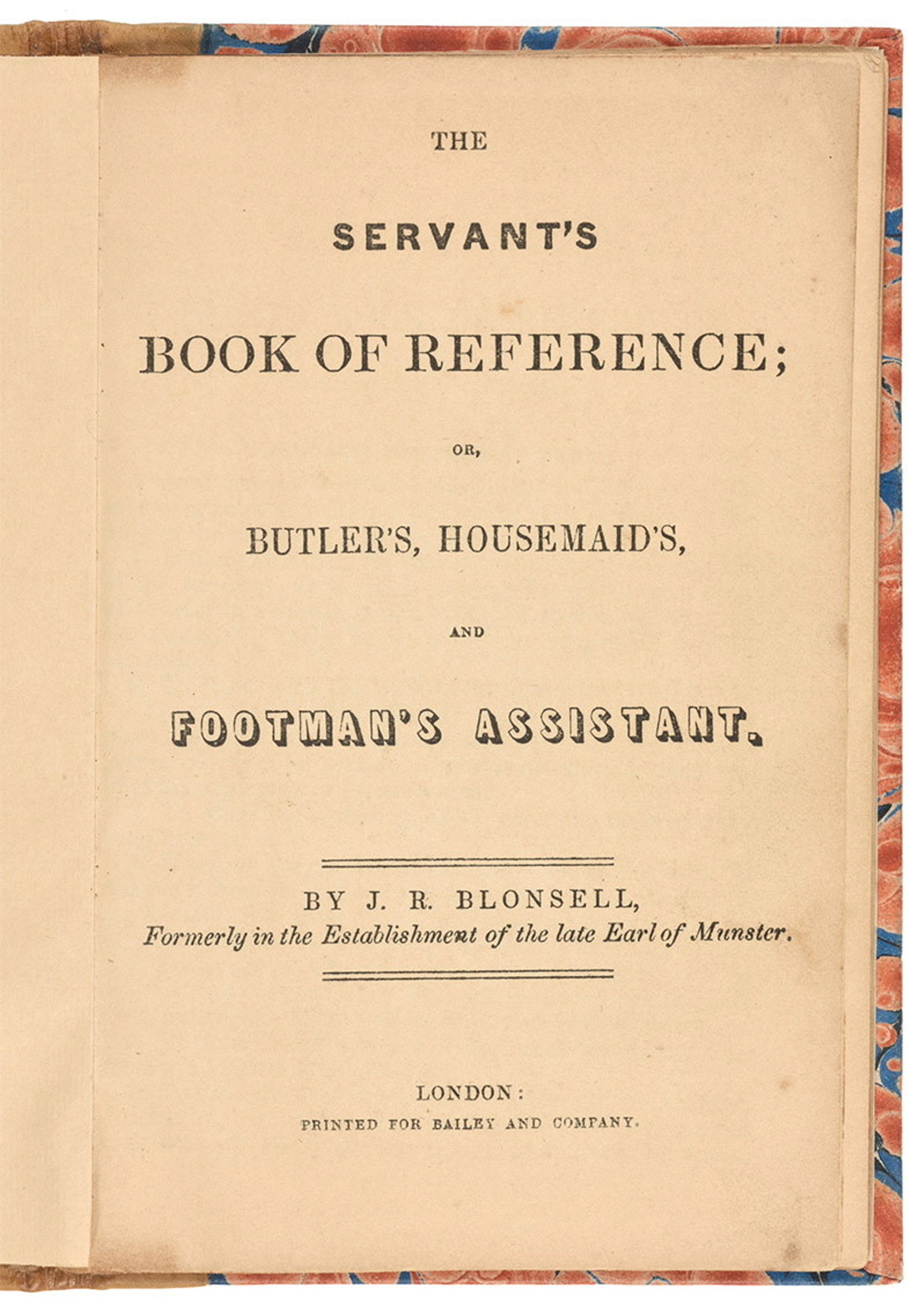 Title page Servants book of reference Blonsell