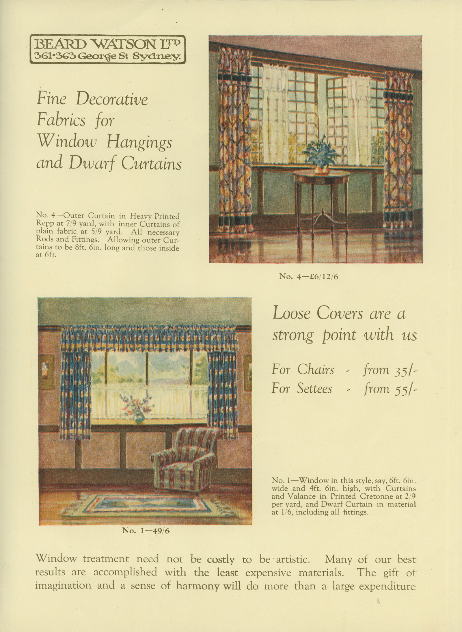 Page from catalogue, colour illustrations.