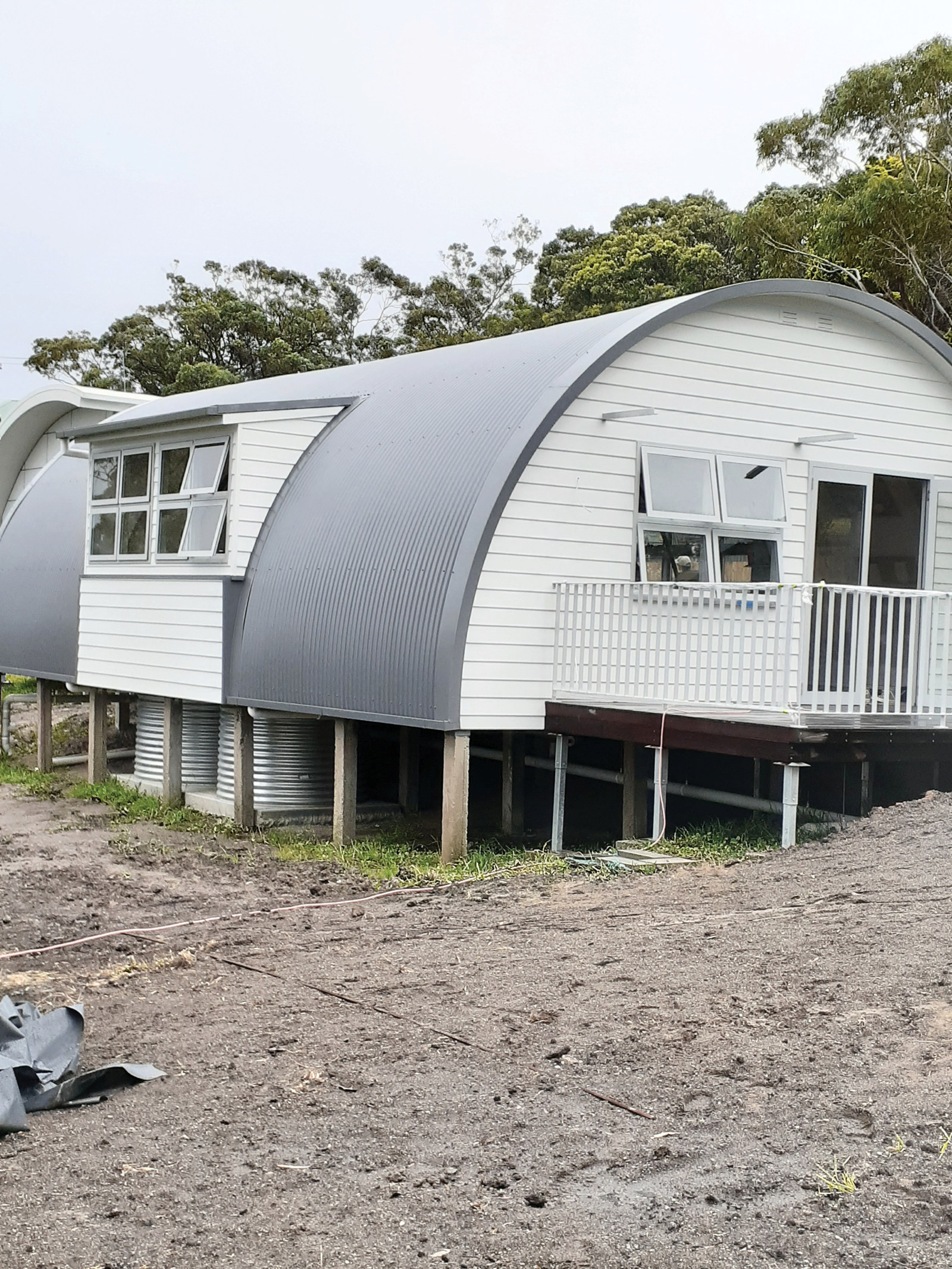 The conserved Nissen hut nearing completion.