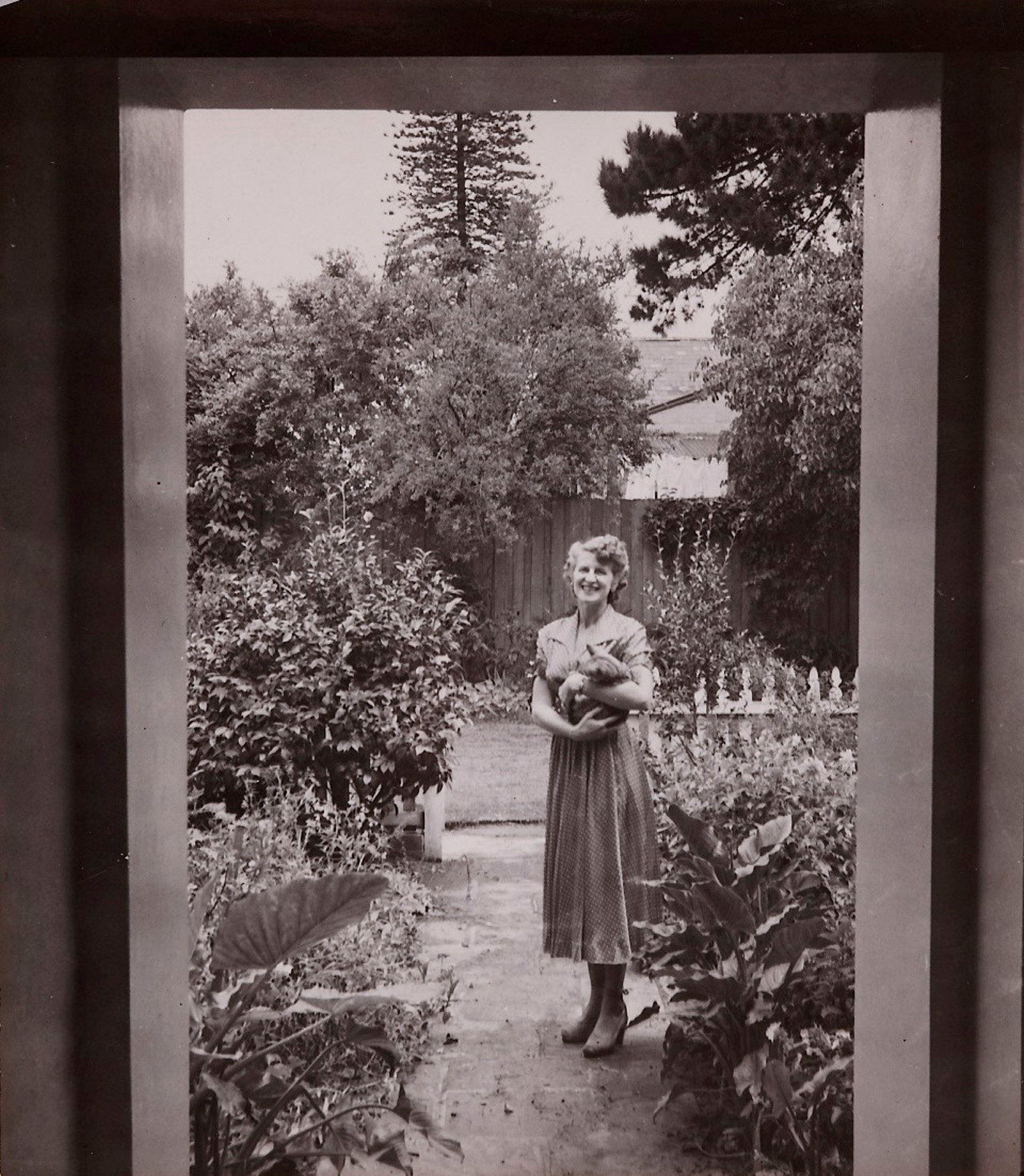 Marion Hall Best in her garden, 1952