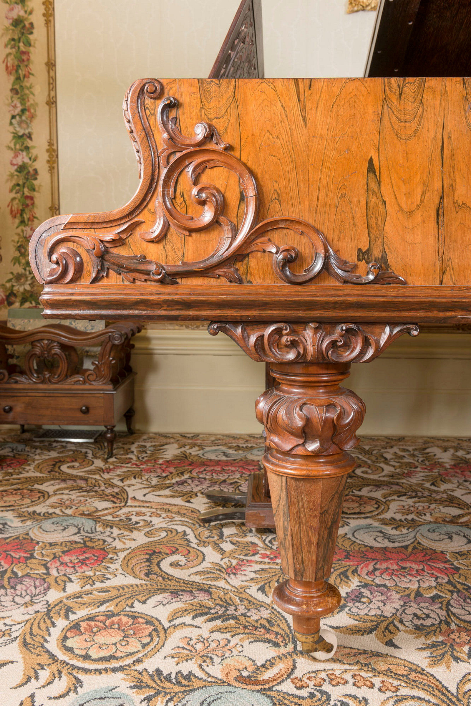 Detail of ornate carved wood.
