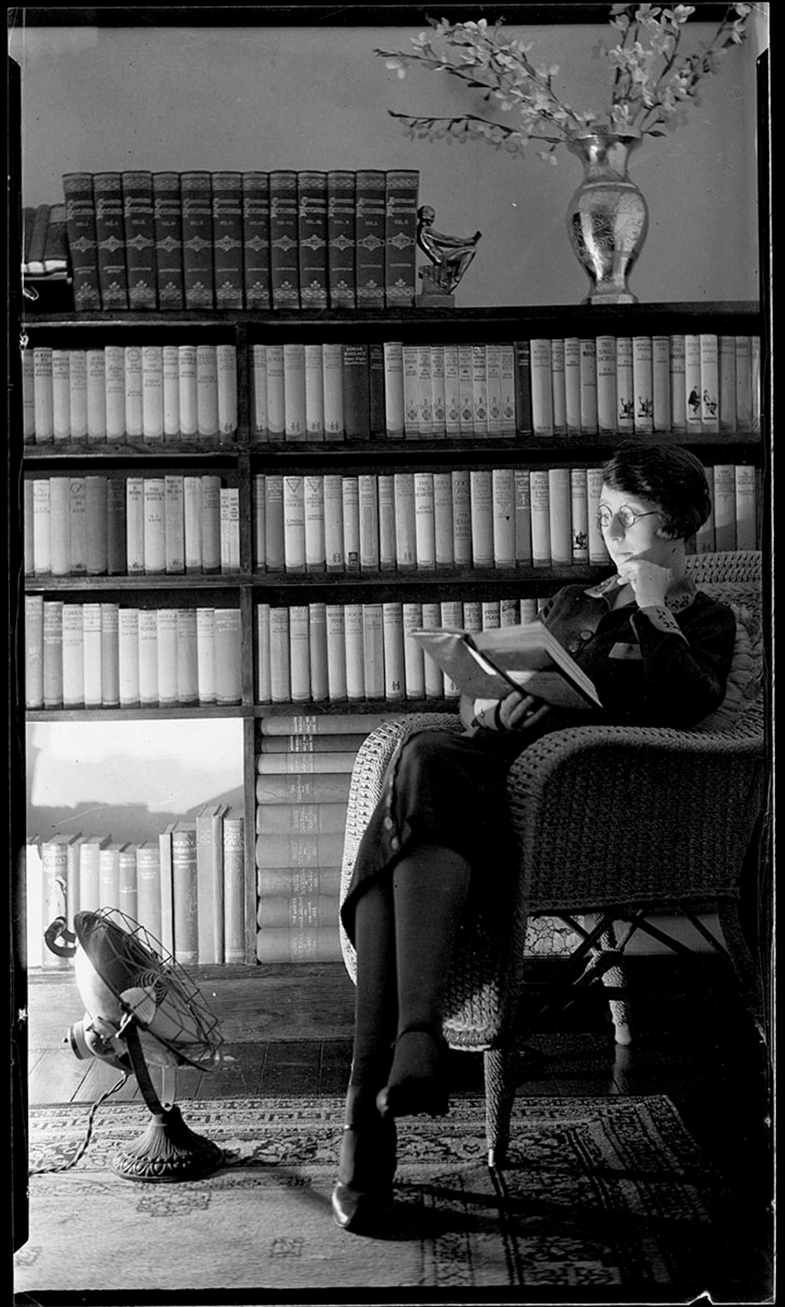 Sylvia in the library