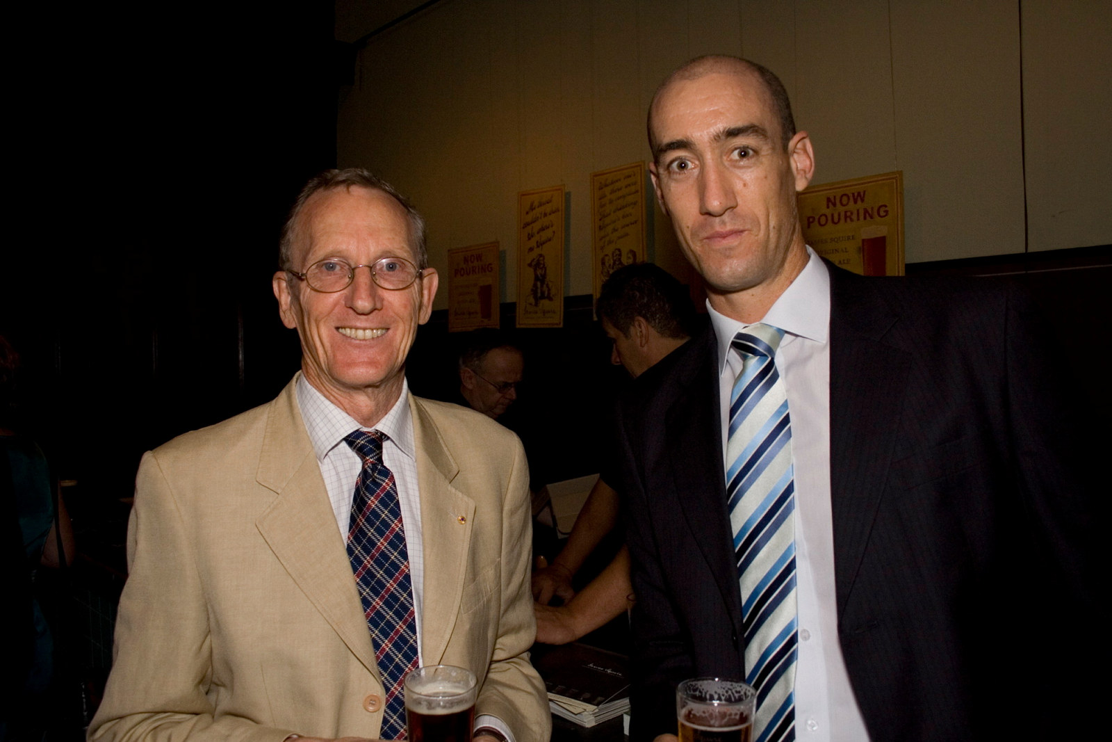 SLM Director, Peter Watts & Hayden Shepherd from exhibition sponsor, SquireÂ’s, at the launch of SydneyÂ’s Pubs exhibition, Justice & Police Museum, 26 February 2008.