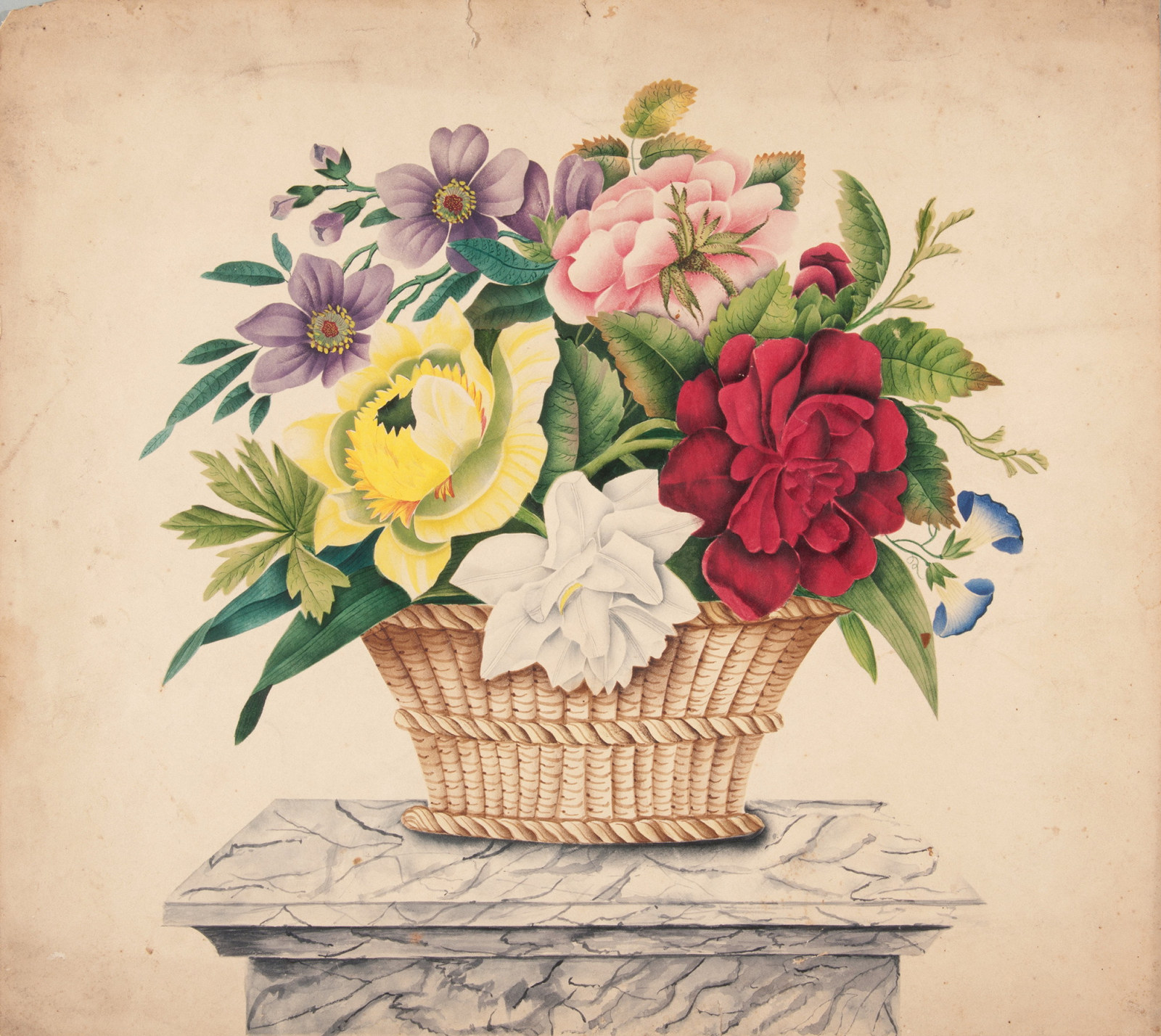 Basket of flowers poonah painting