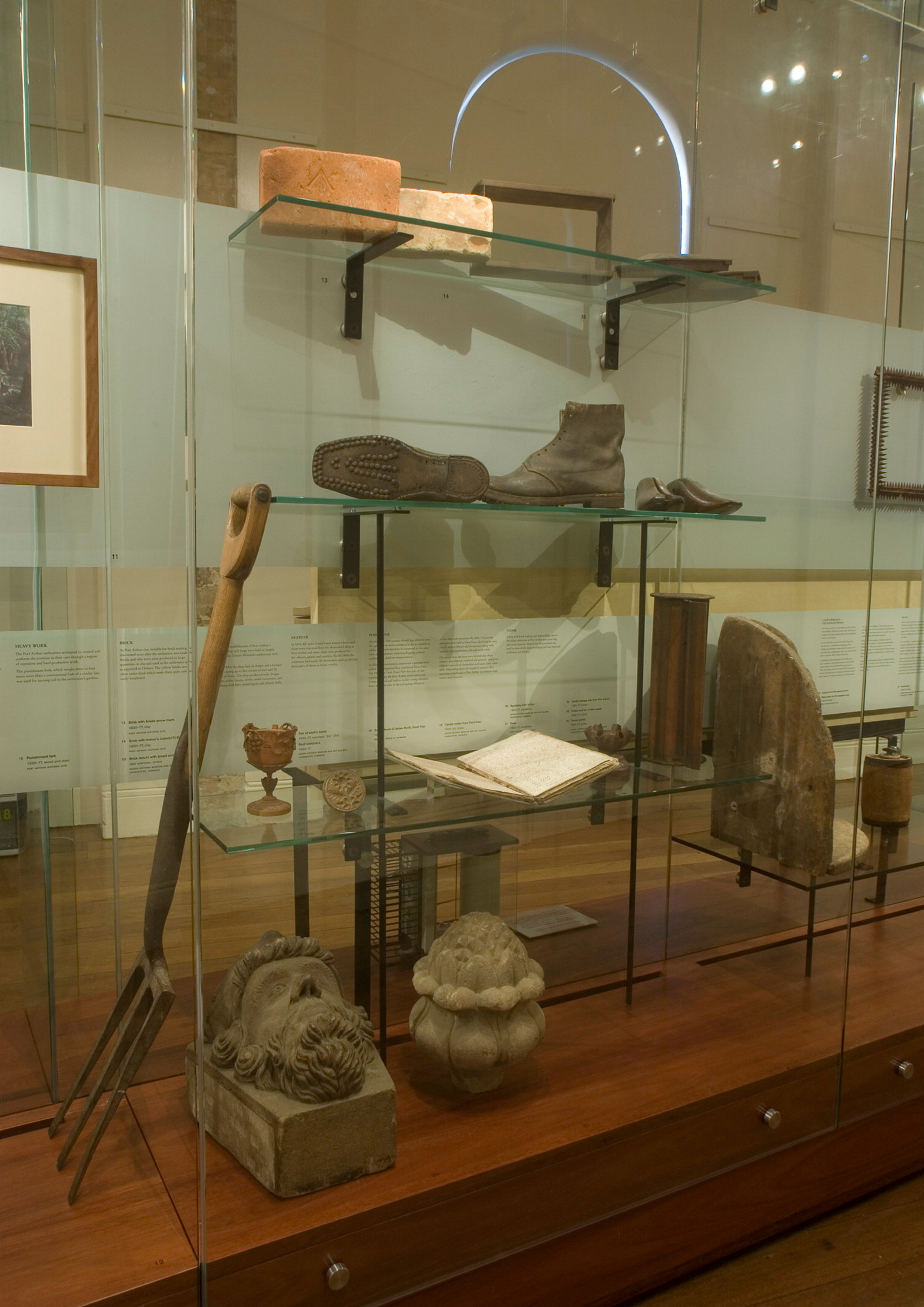 Documentation of Convicts: sites of punishment exhibition showing building tools and objects