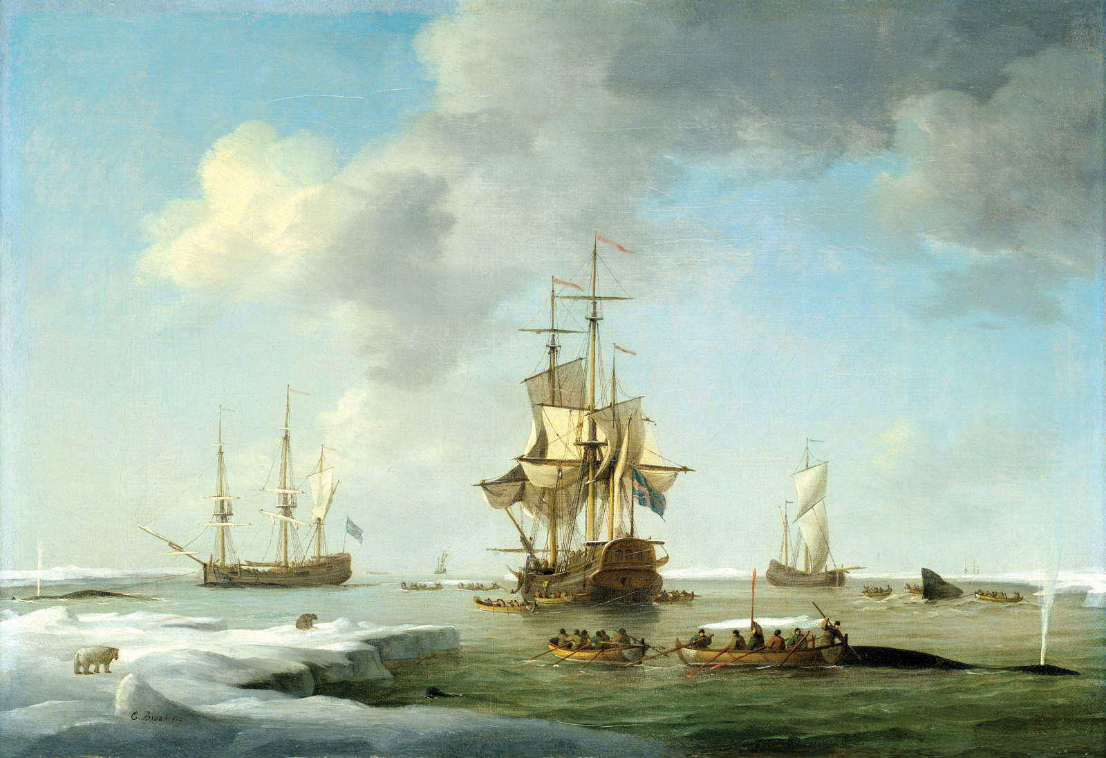 Painting by Charles Brooking, 'Greenland fishery' 1750