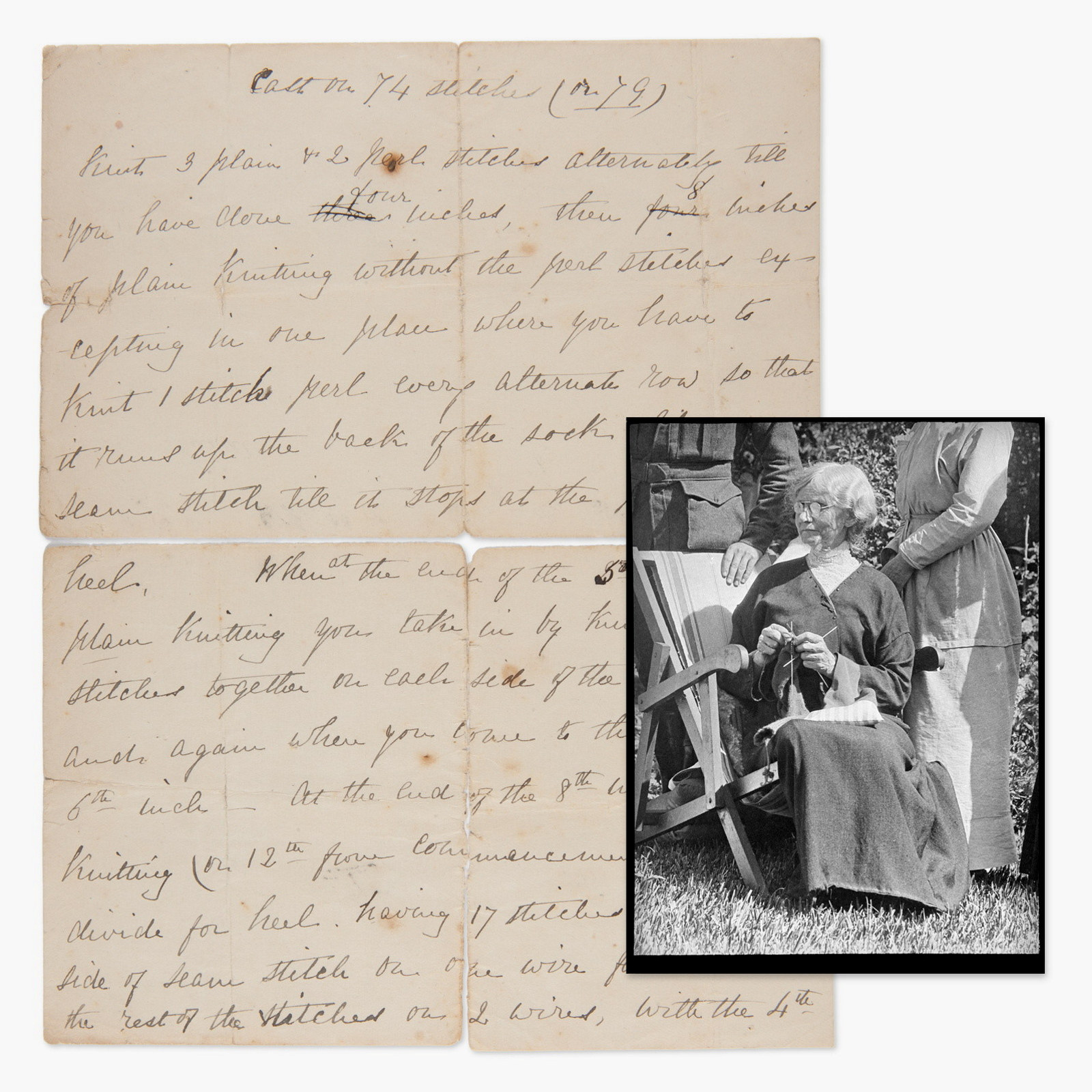 Handwritten letter overlaid with black and white photograph.