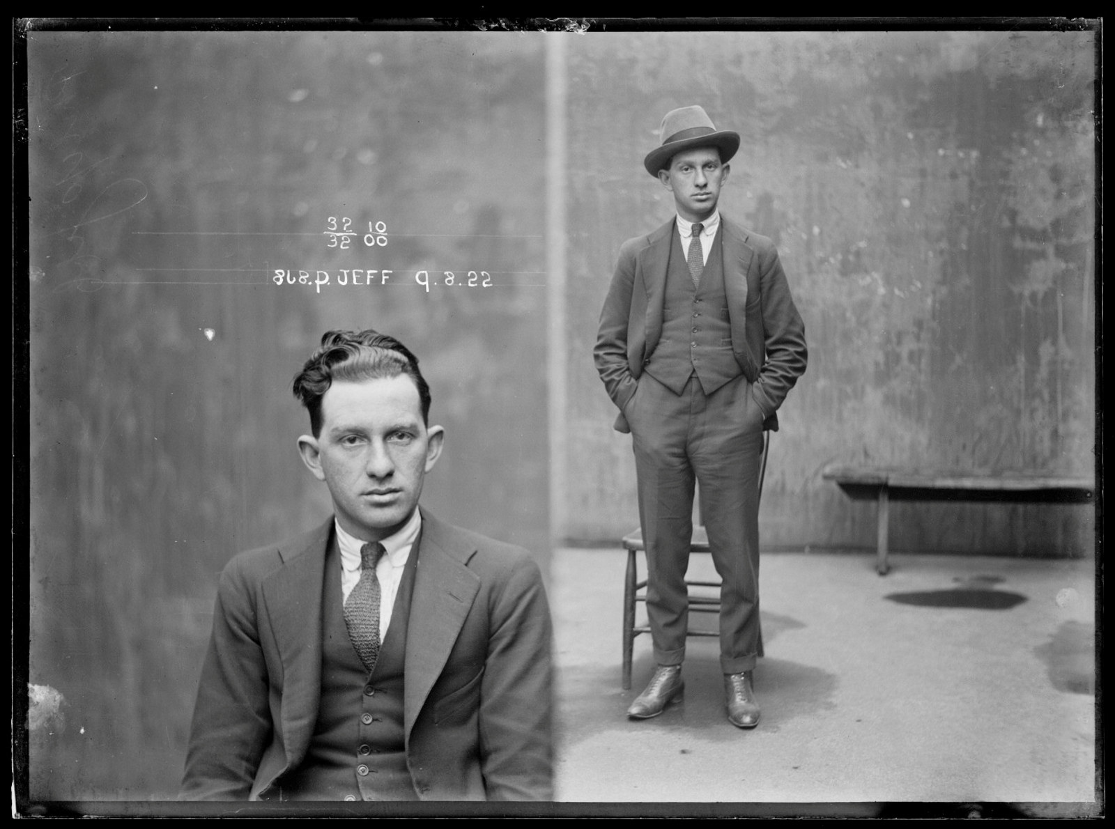Phil Jeffs, Special Photograph number 868, 9 August 1922, Central Police Station, Sydney