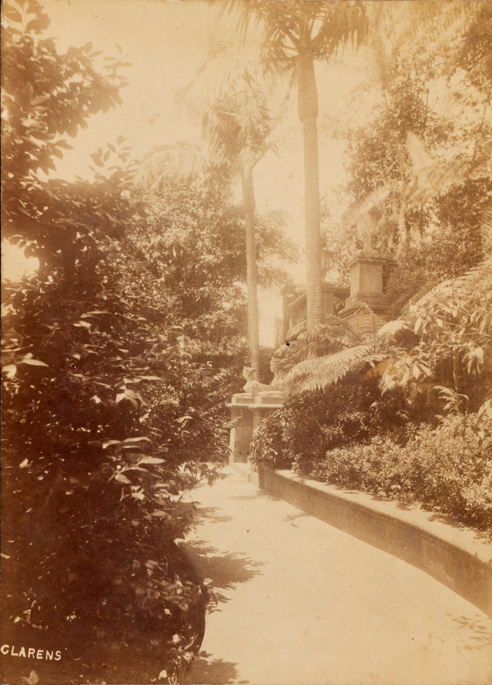 Sphinxes at foot of flight of stairs, Clarens, 1892-93