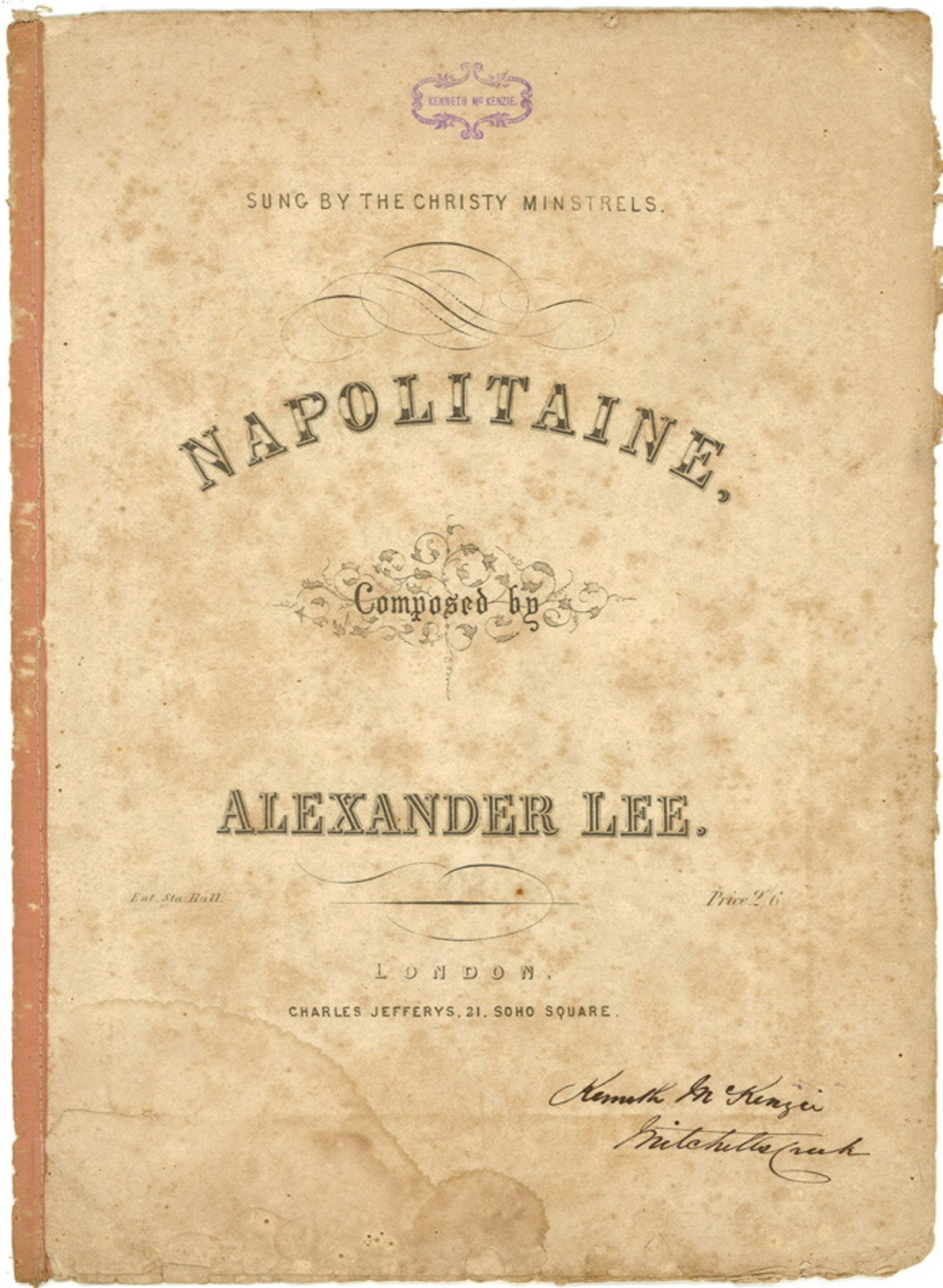 Front page of sheet music book.