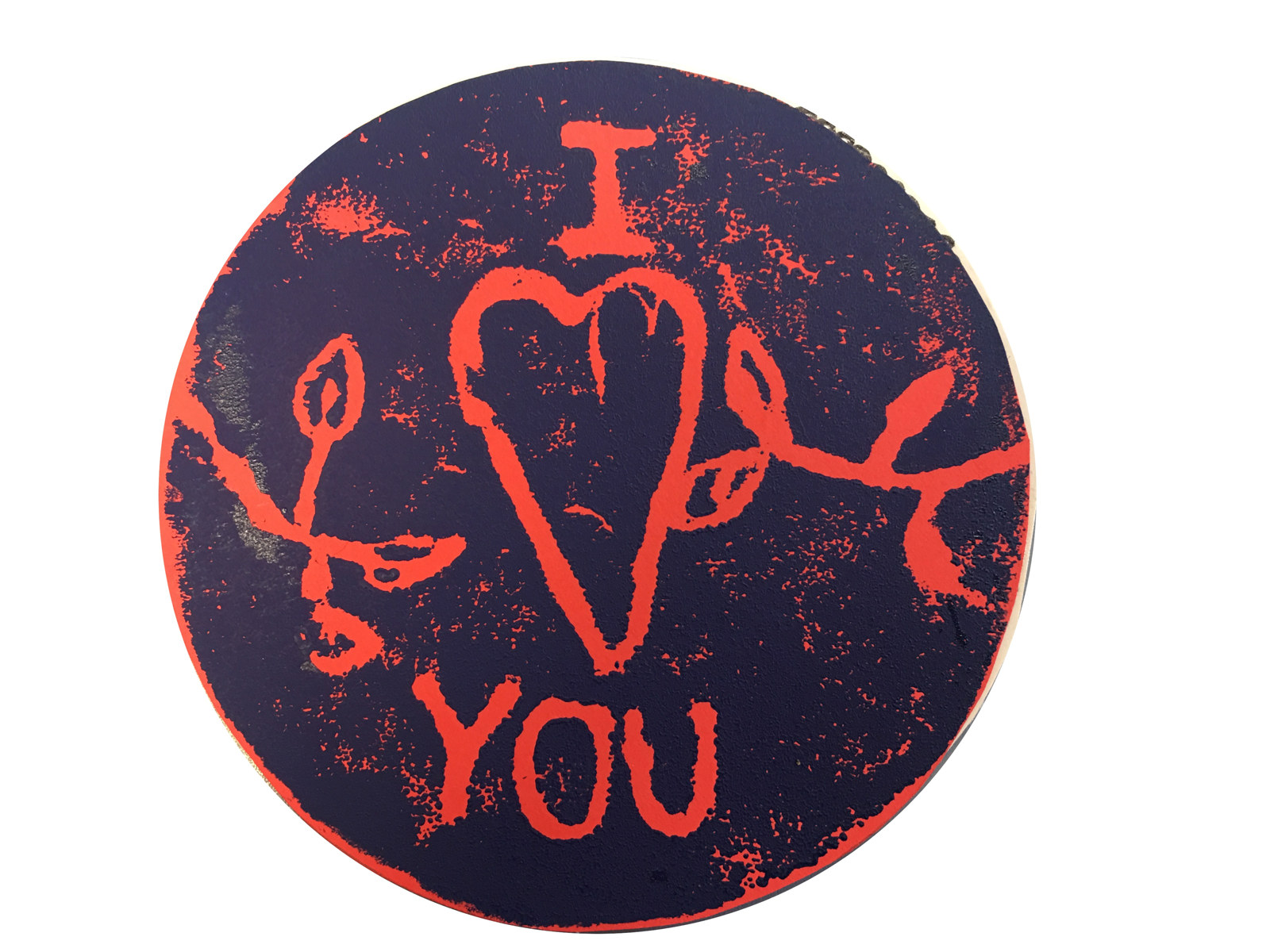 Artwork on paper or card depicting student interpretation of coin-shaped love token.