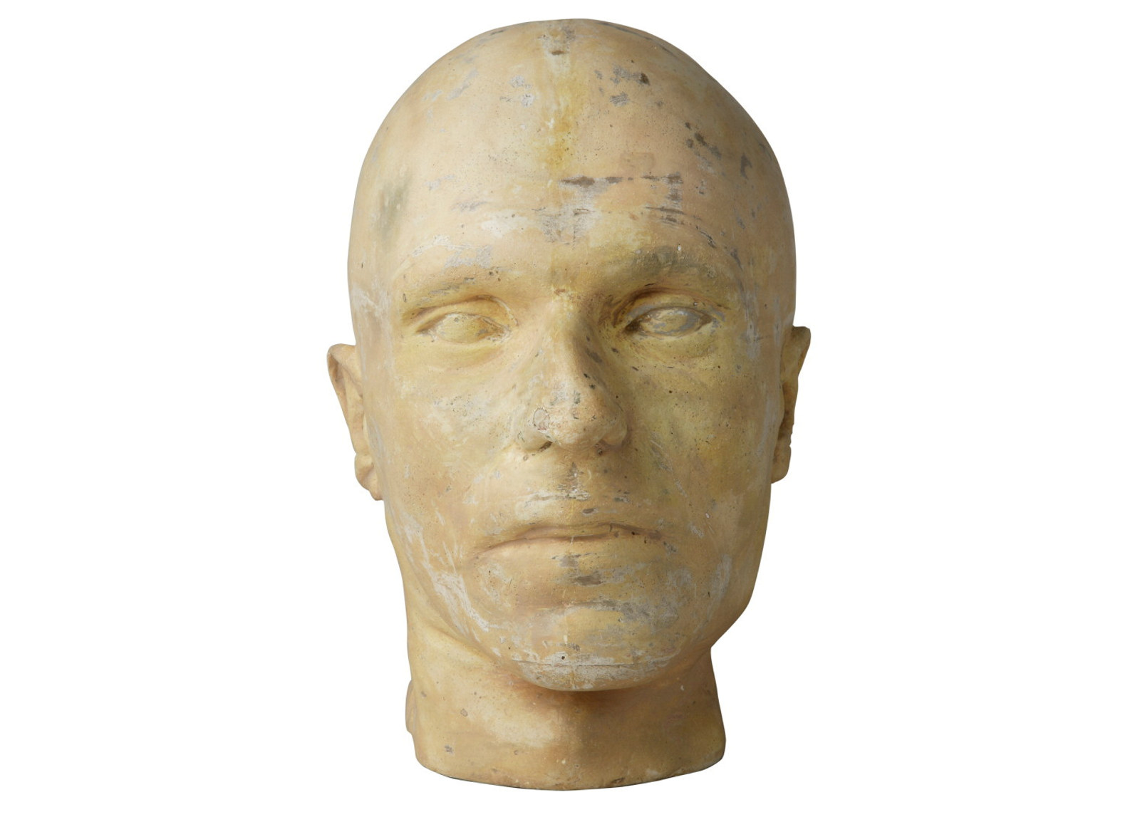 Plaster death mask of man's head