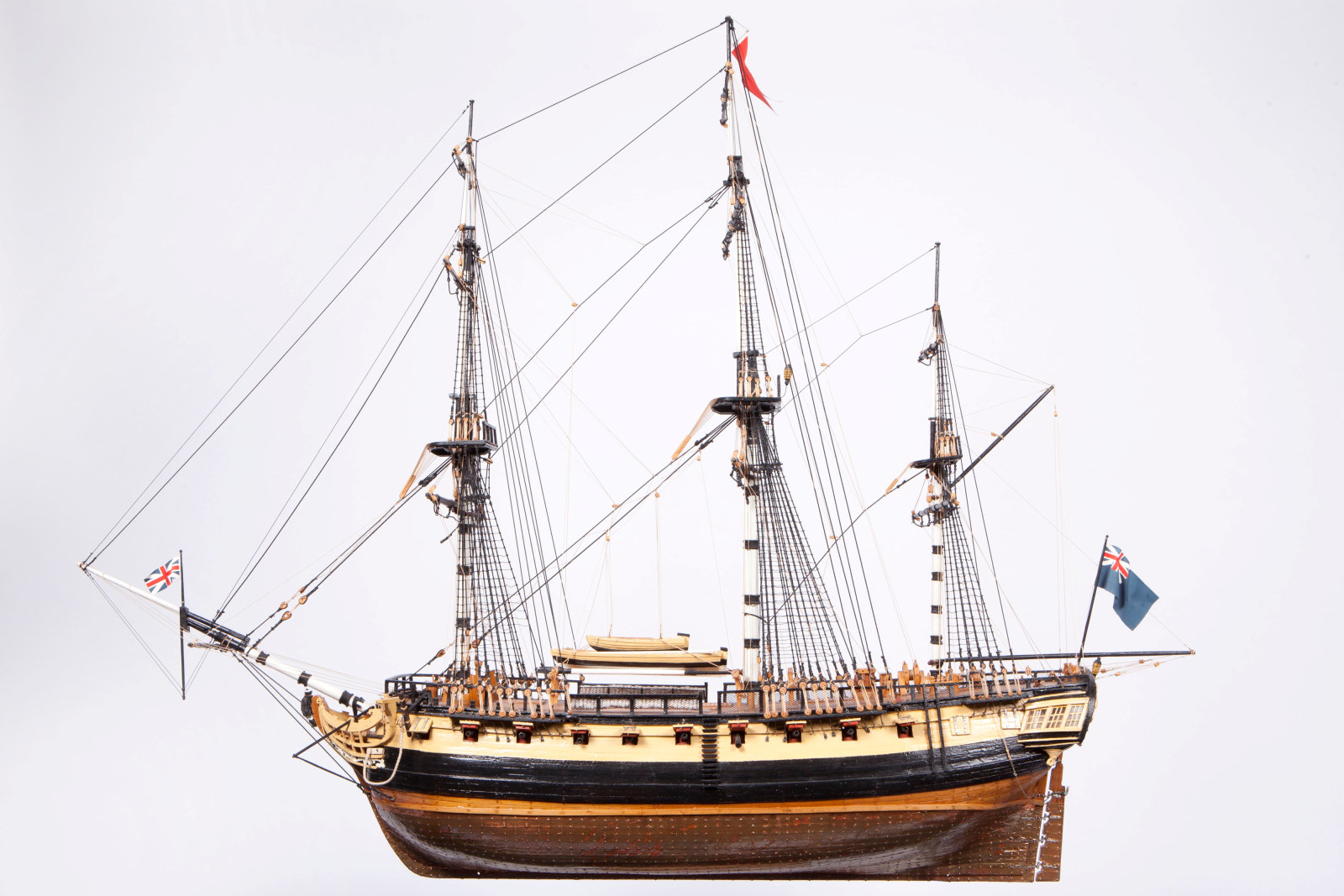 Photograph of a wooden model depicting a First Fleet Ship