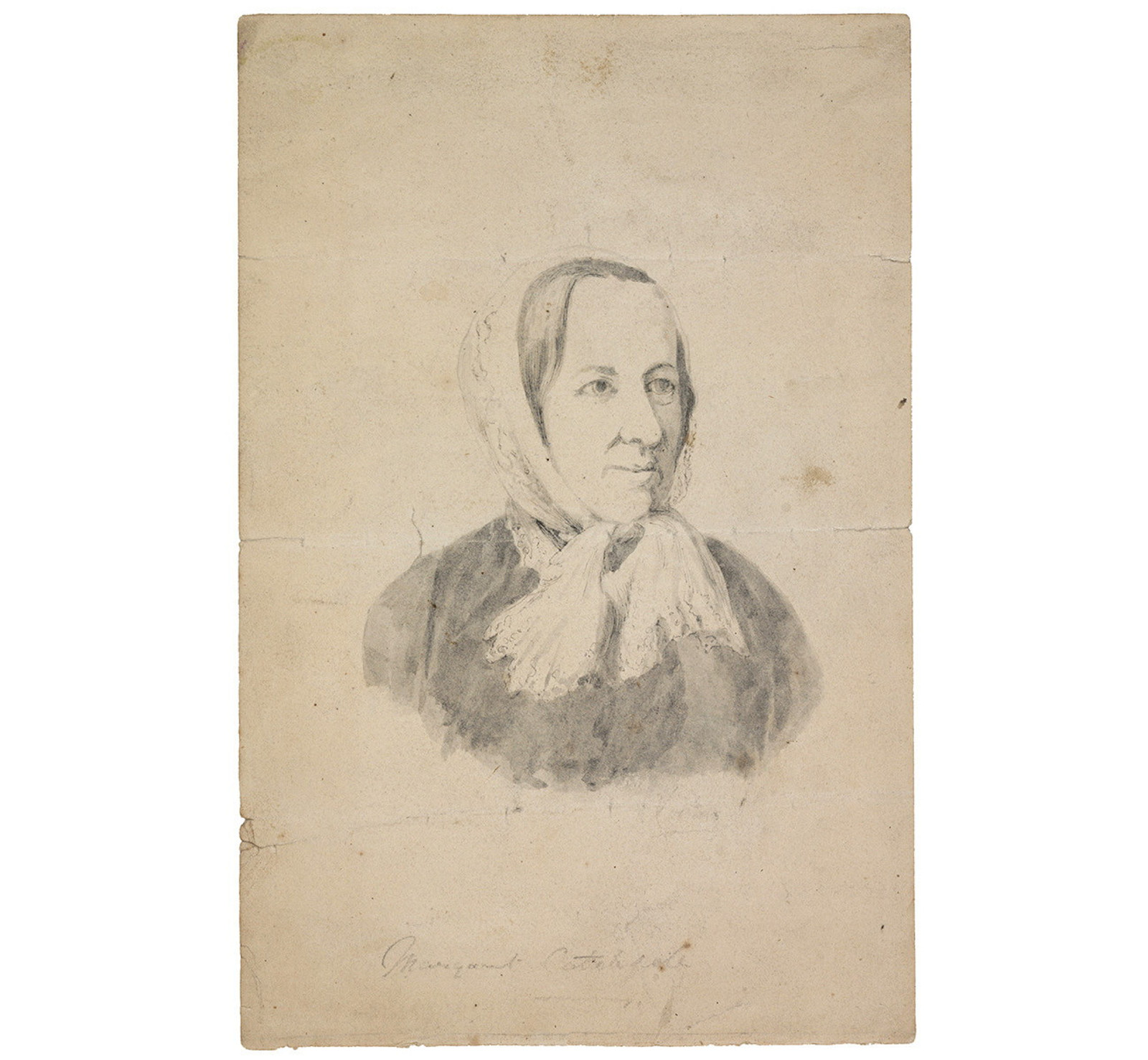 Ink and grey wash drawing of Margaret Catchpole, undated