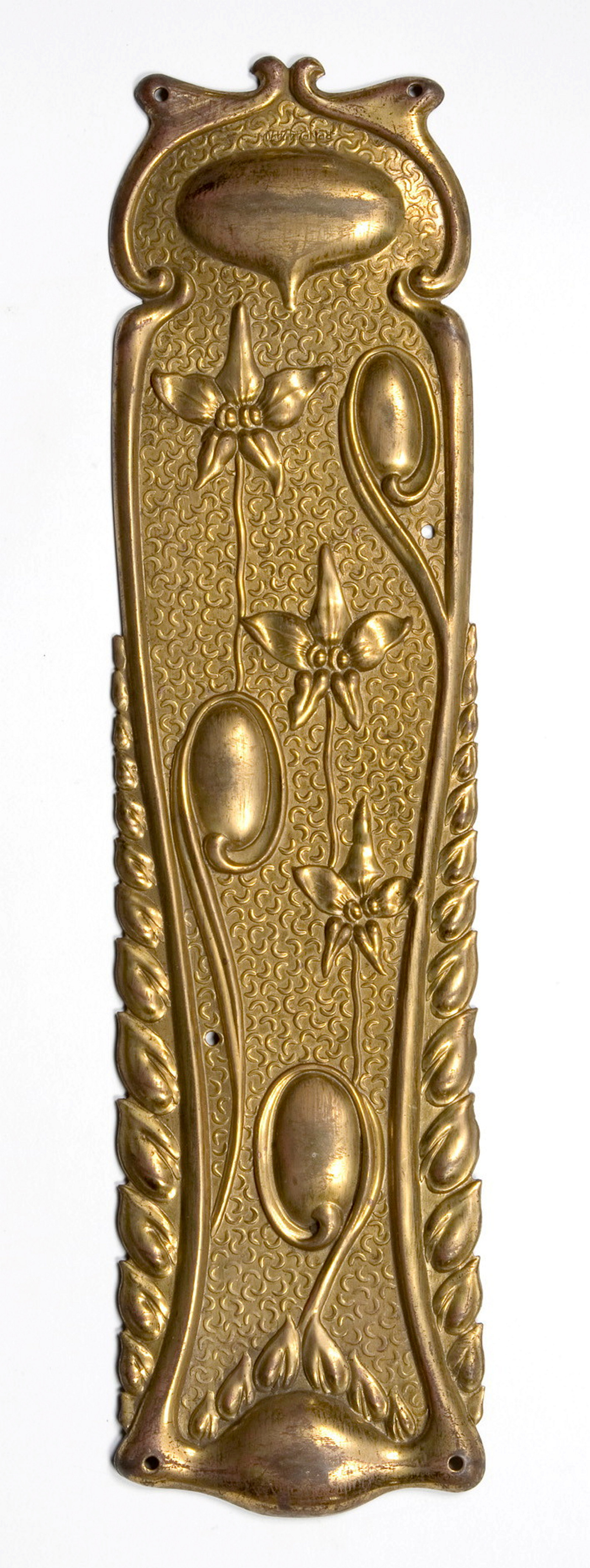 Stamped brass fingerplate