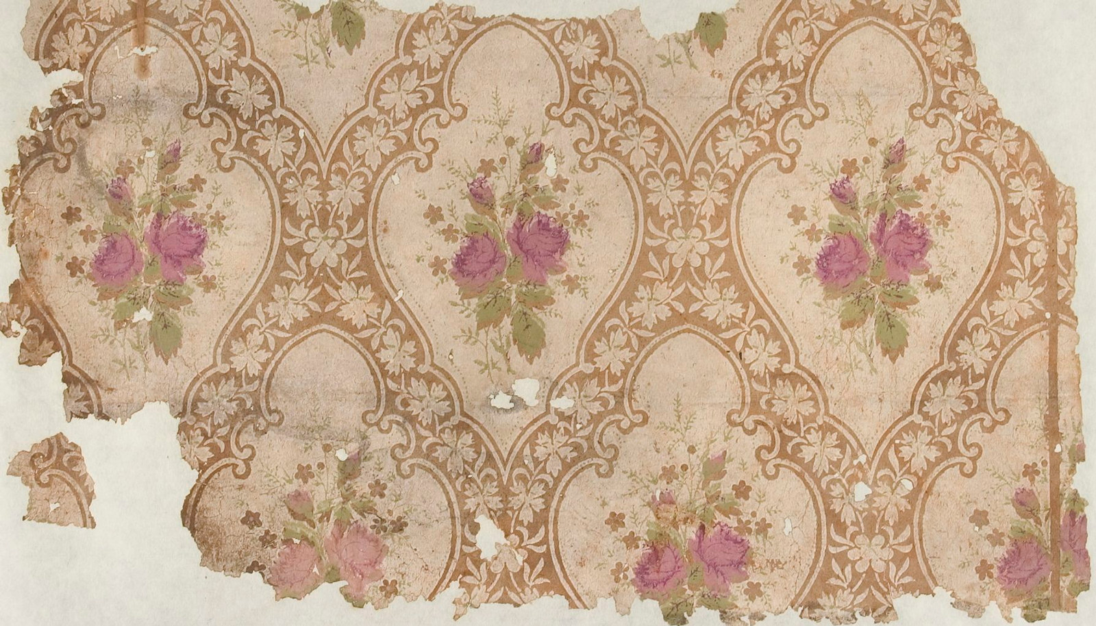 Wallpaper fragment, Pyrmont NSW, 1870s