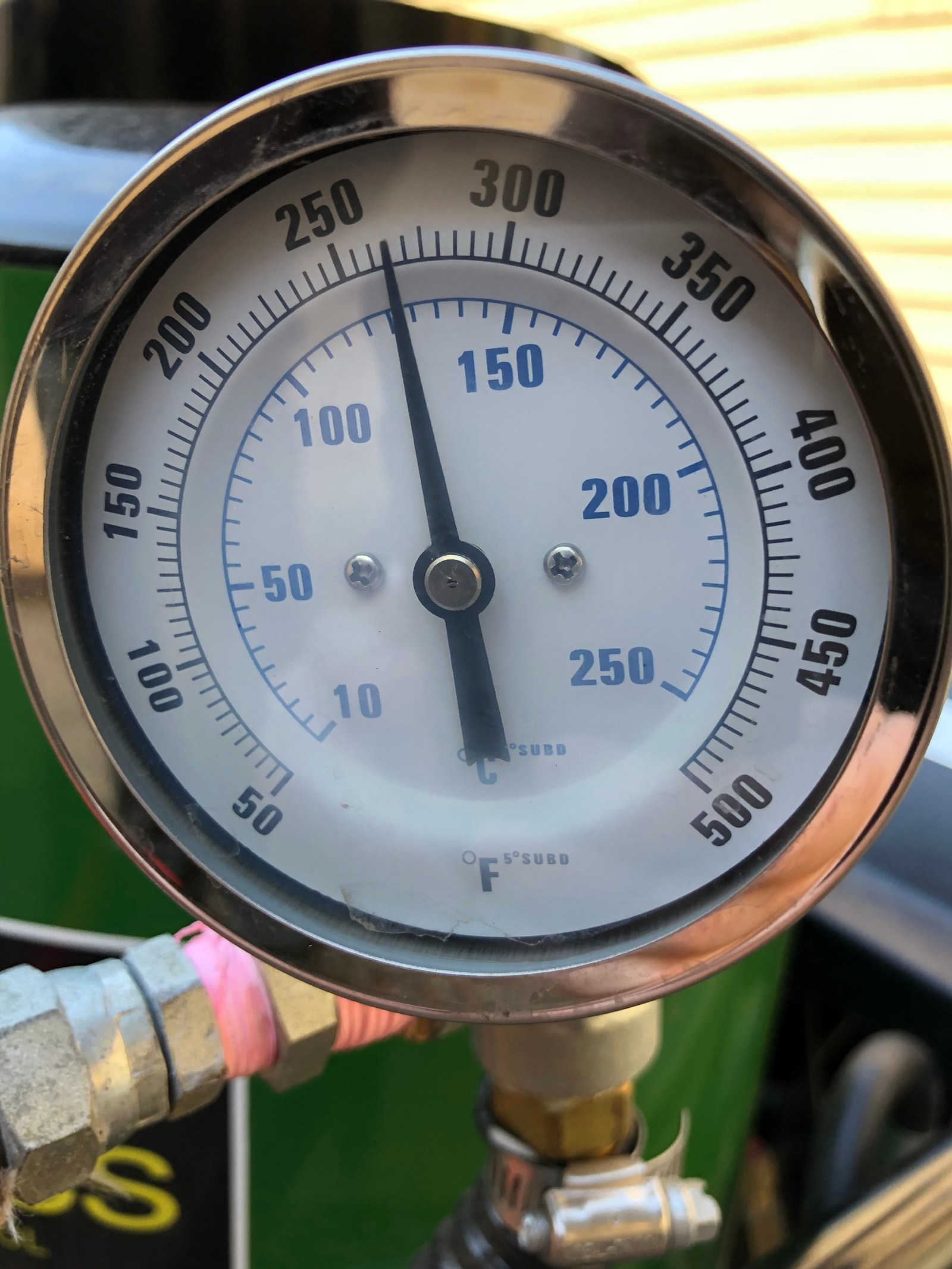 the temperature guage on the steam weeder sits at 125 degrees