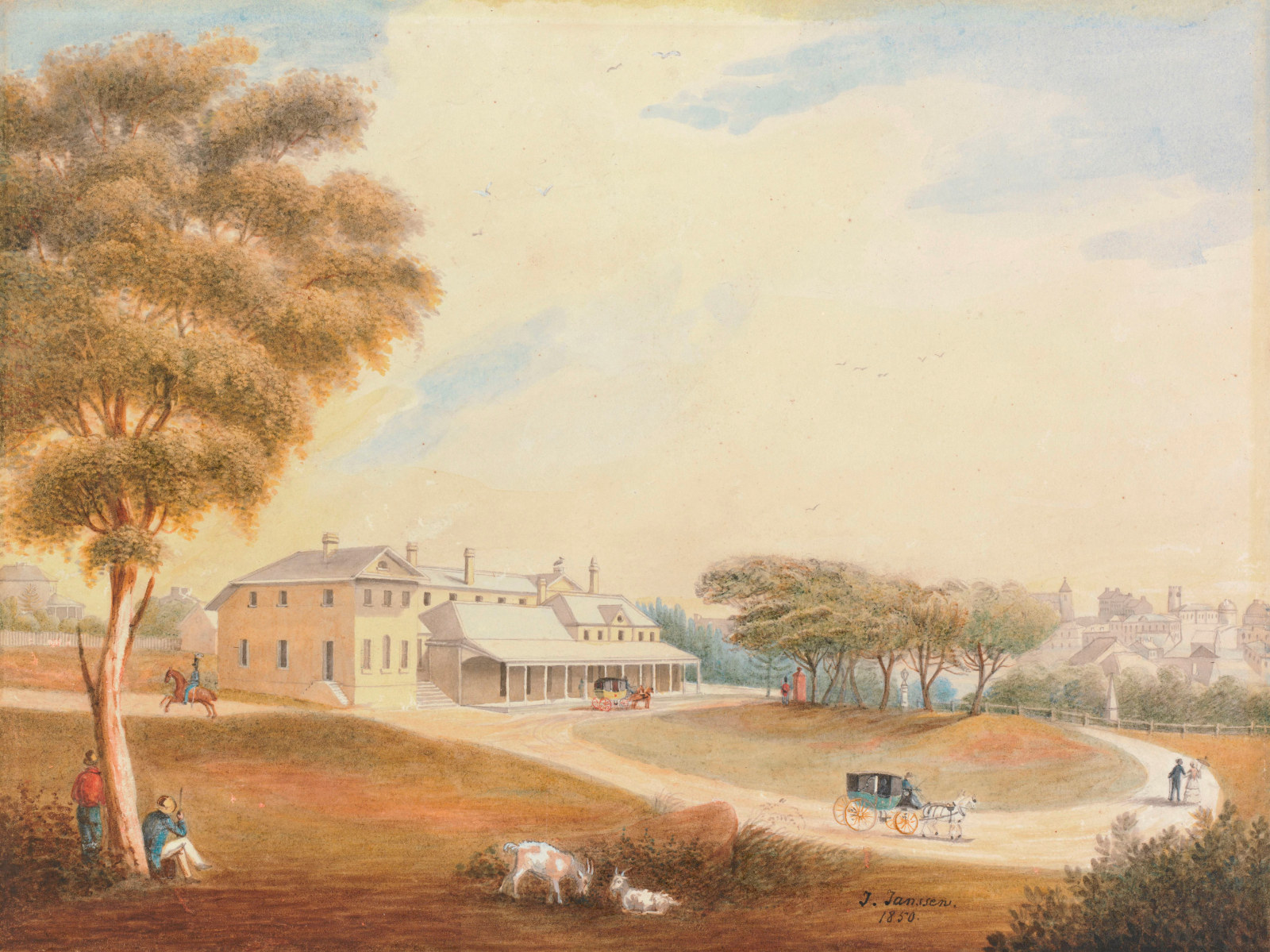 Painting of first Government House created by Jacob Janssen, 1850.
