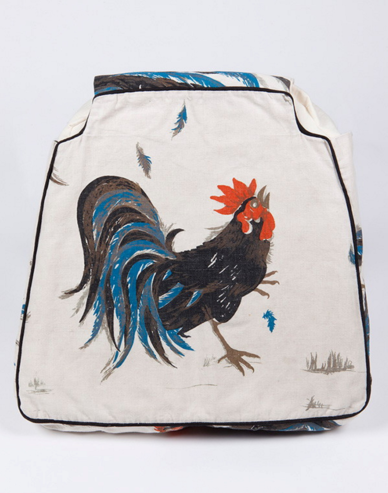 Chair cover, printed rooster motif, from the Robert Lloyd collection
