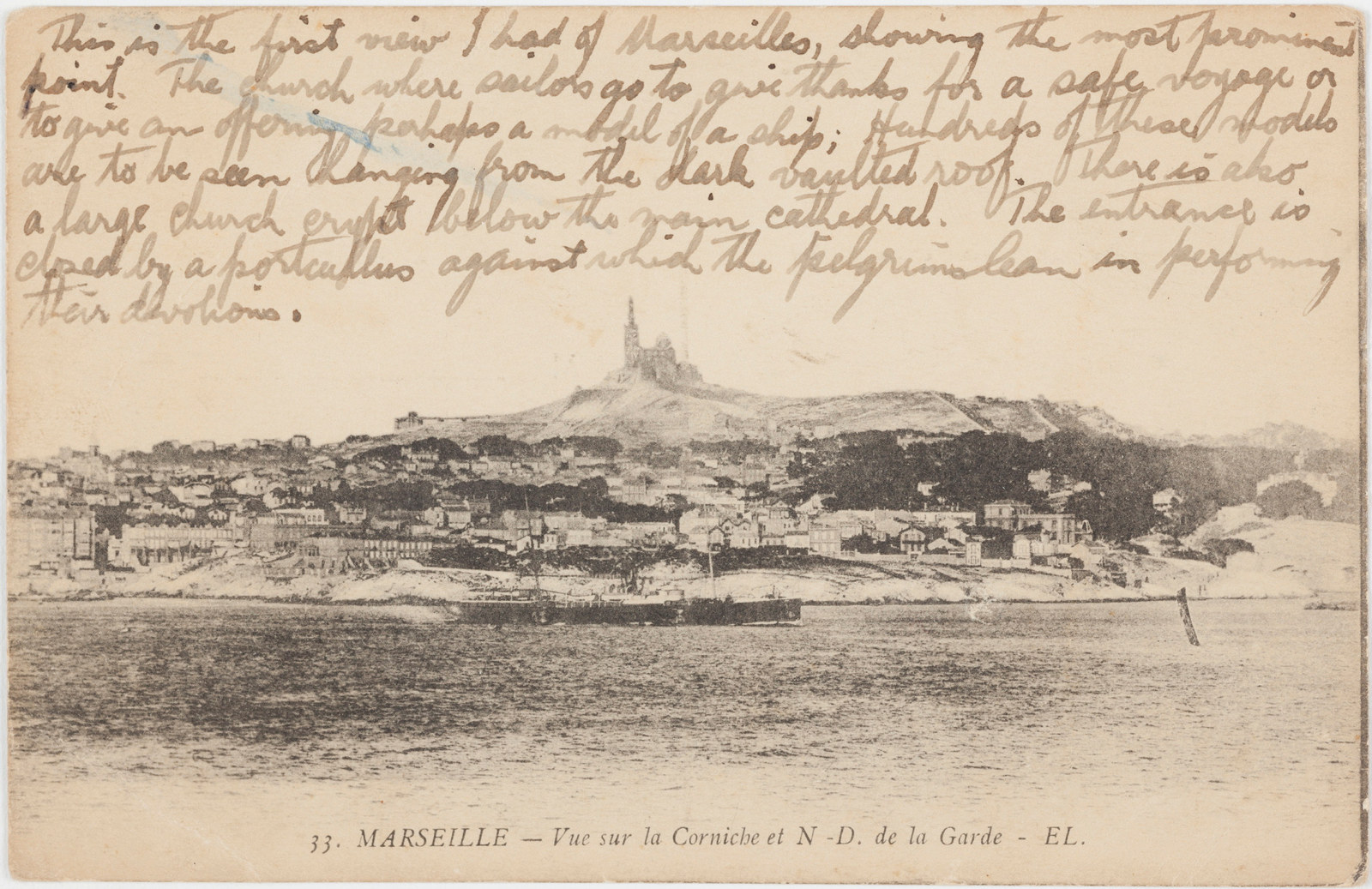 Postcard of Marseilles sent by Robert Barnet from Etaples in France to his grandfather Roderick McGregor  in Nowra, New South Wales, 4 June 1916