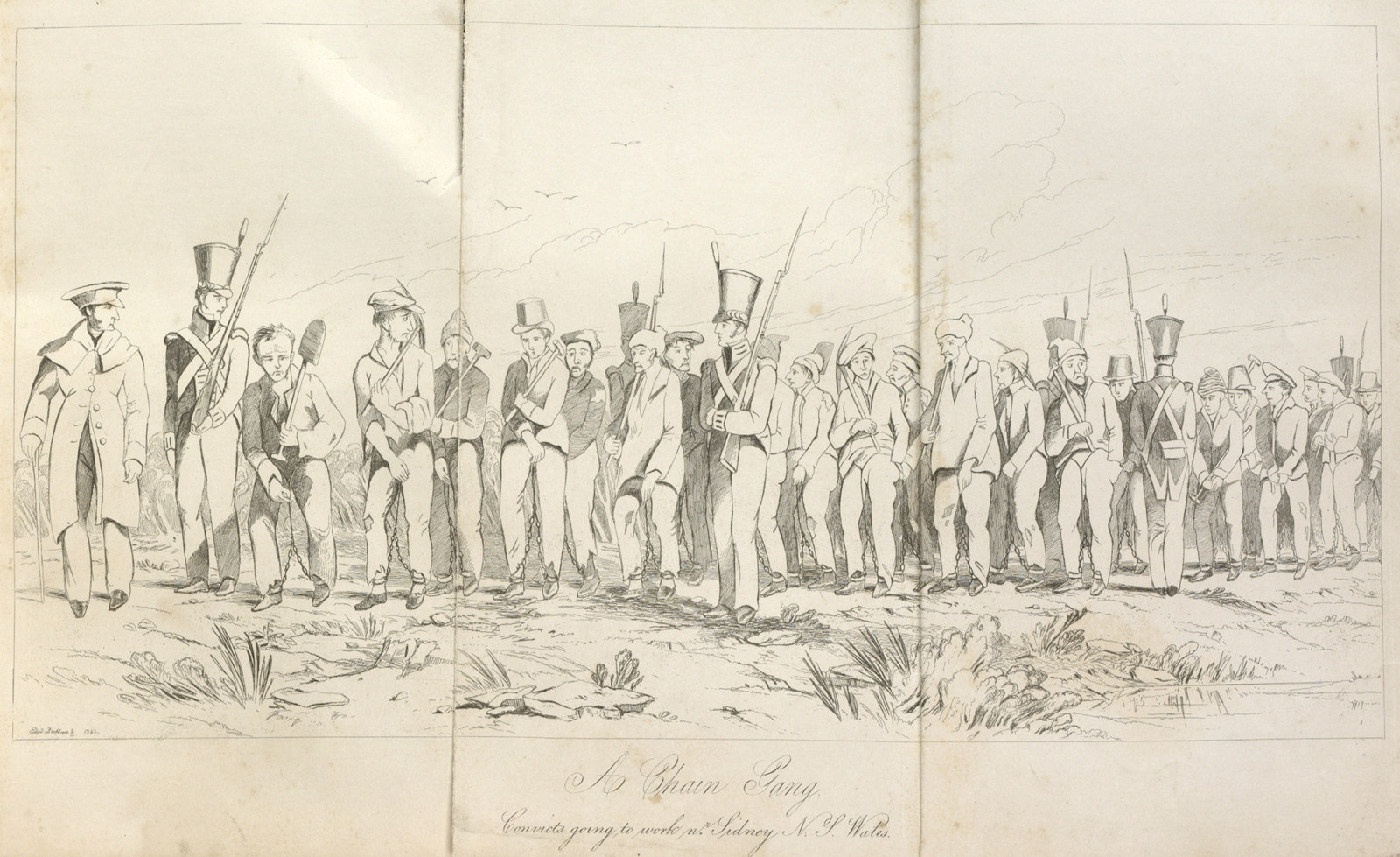 A chain gang, convicts going to work near Sidney [i.e. Sydney], New South Wales 