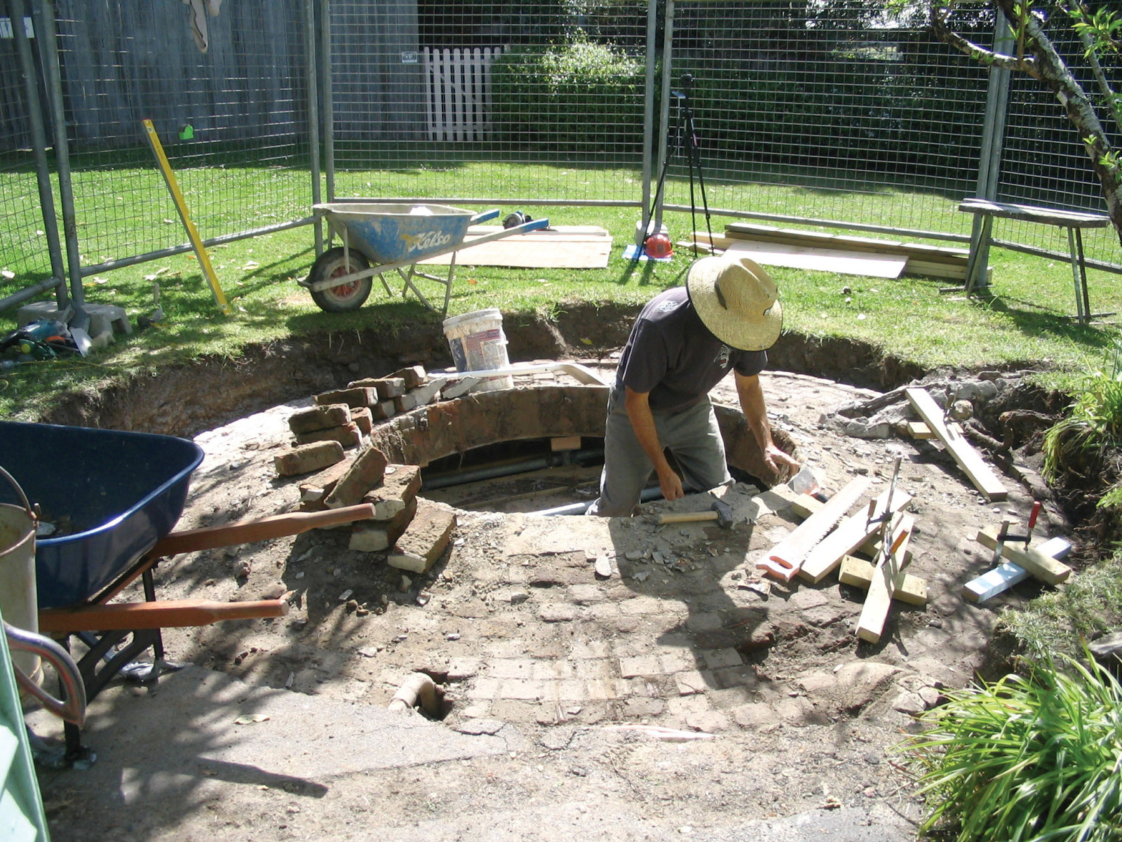 Underground water tank or cistern with domed roof being reconstructed