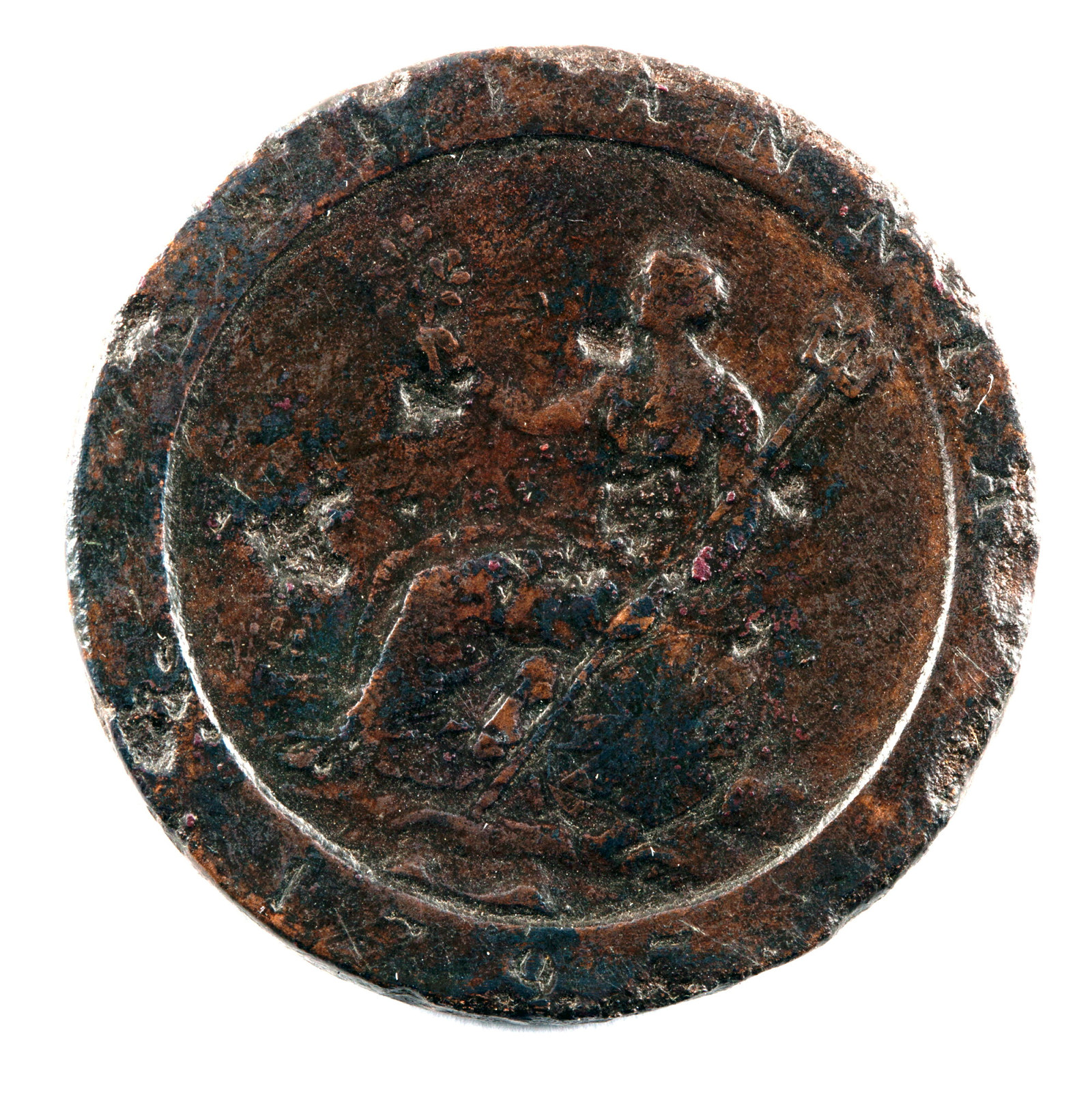 Coin - George III Cartwheel penny, 1797, (obverse), excavated from beneath the ground floor of Hyde Park Barracks
