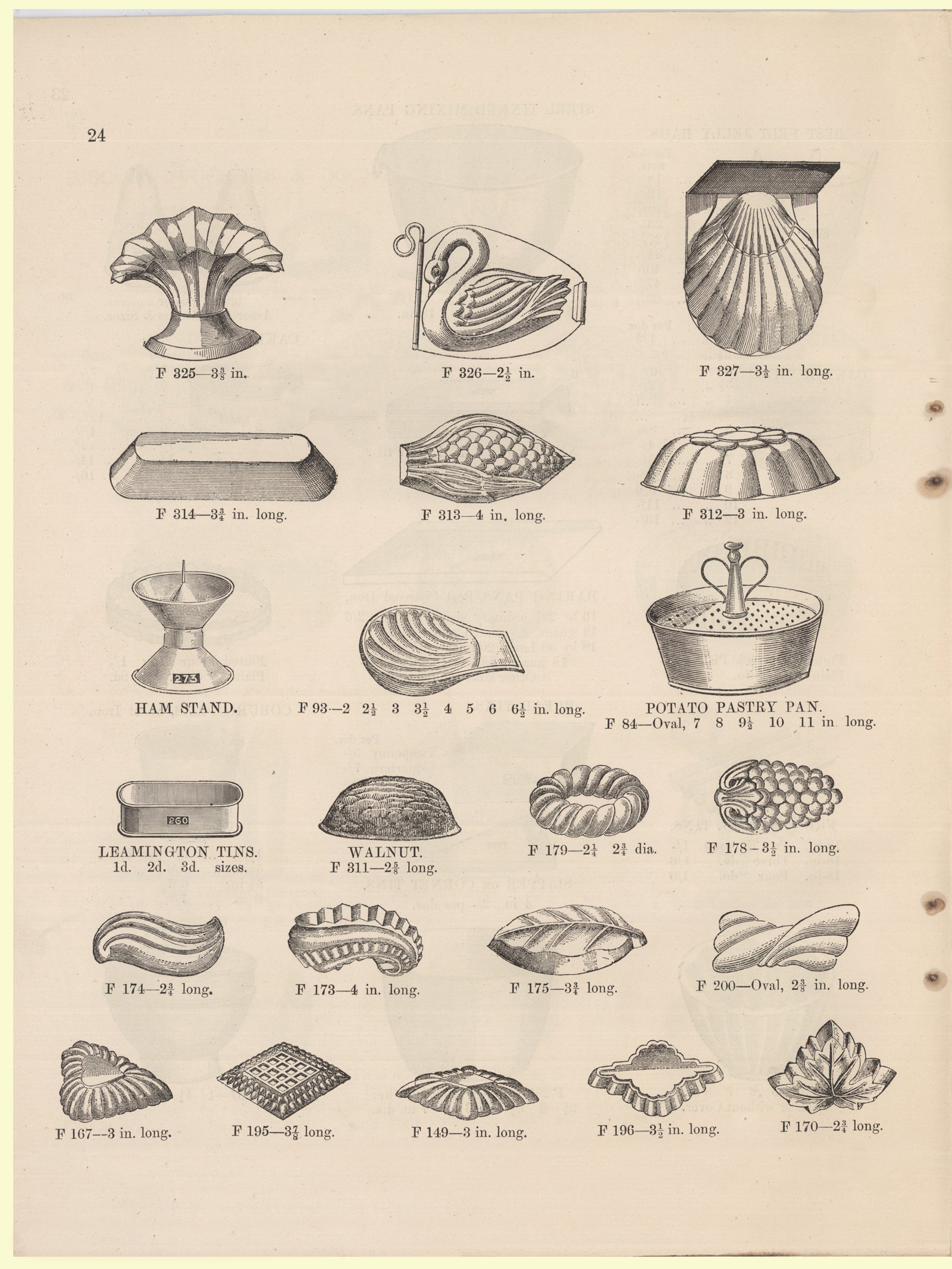 Page from book showing twenty-one different mould shapes.
