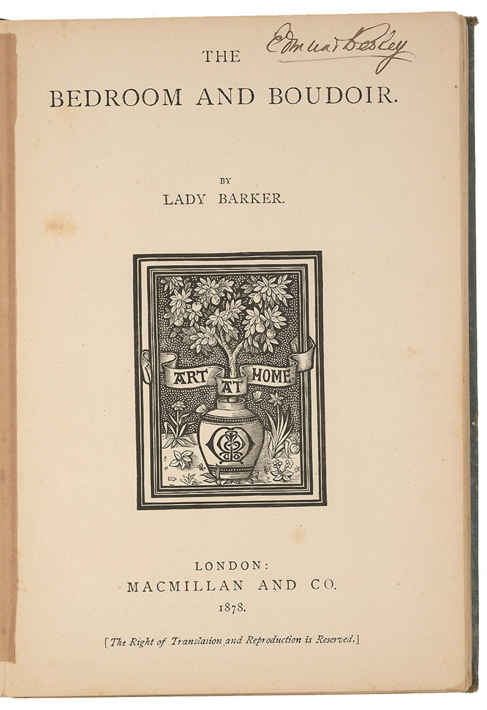 Title page Bedroom and boudoir Lady Barker