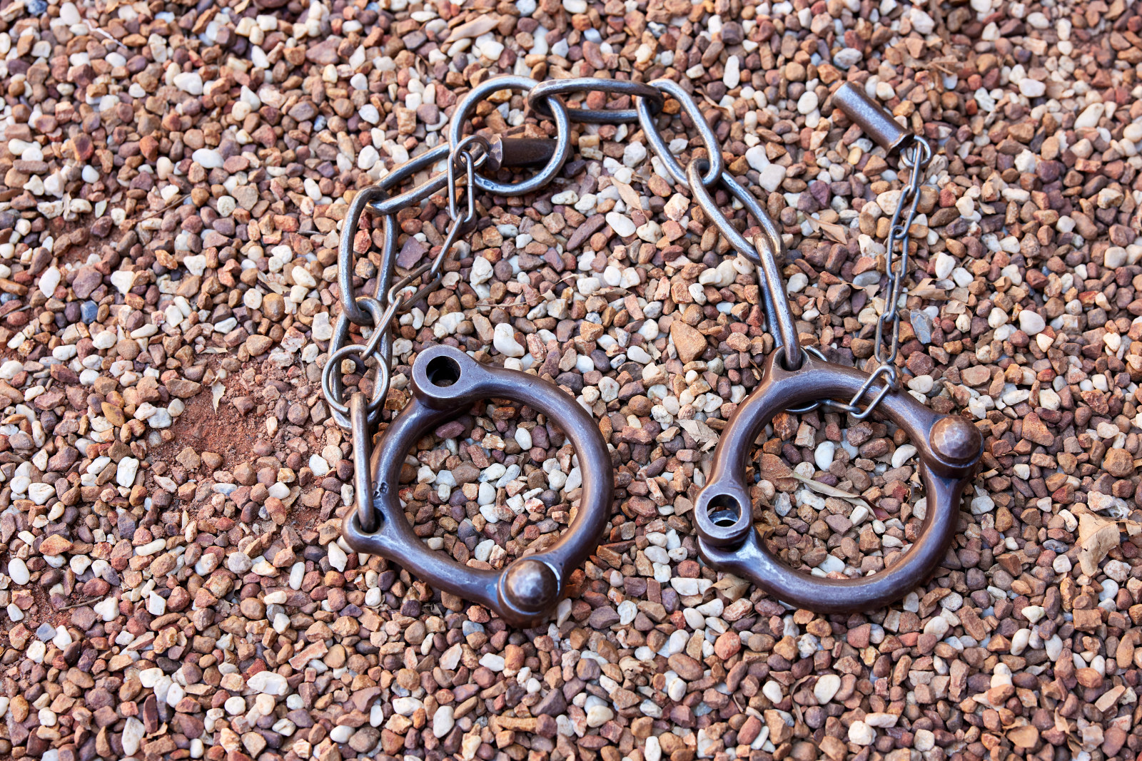 A close up of convict Leg irons