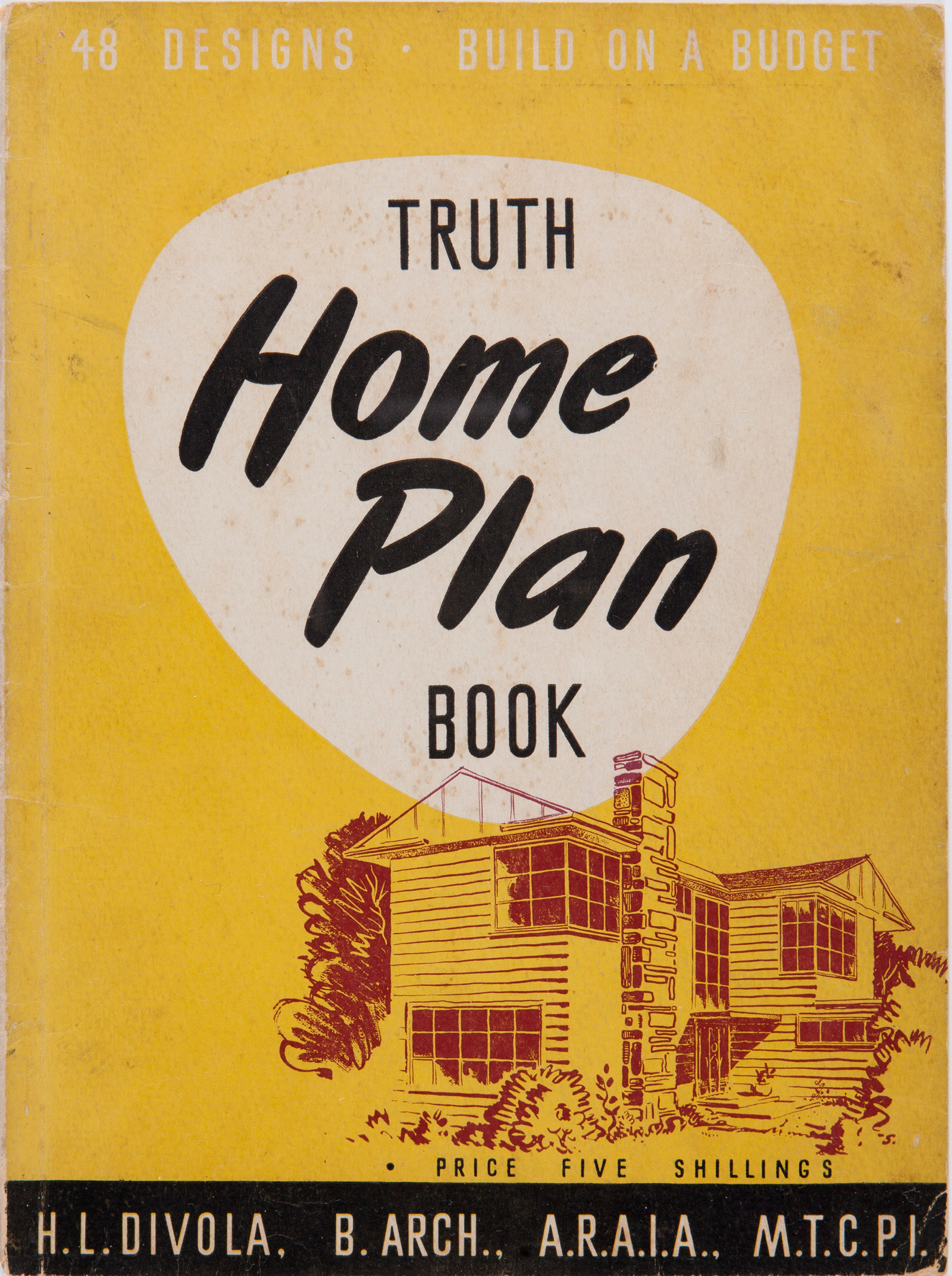 Cover of book, yellow background with drawing of house in brown and black.