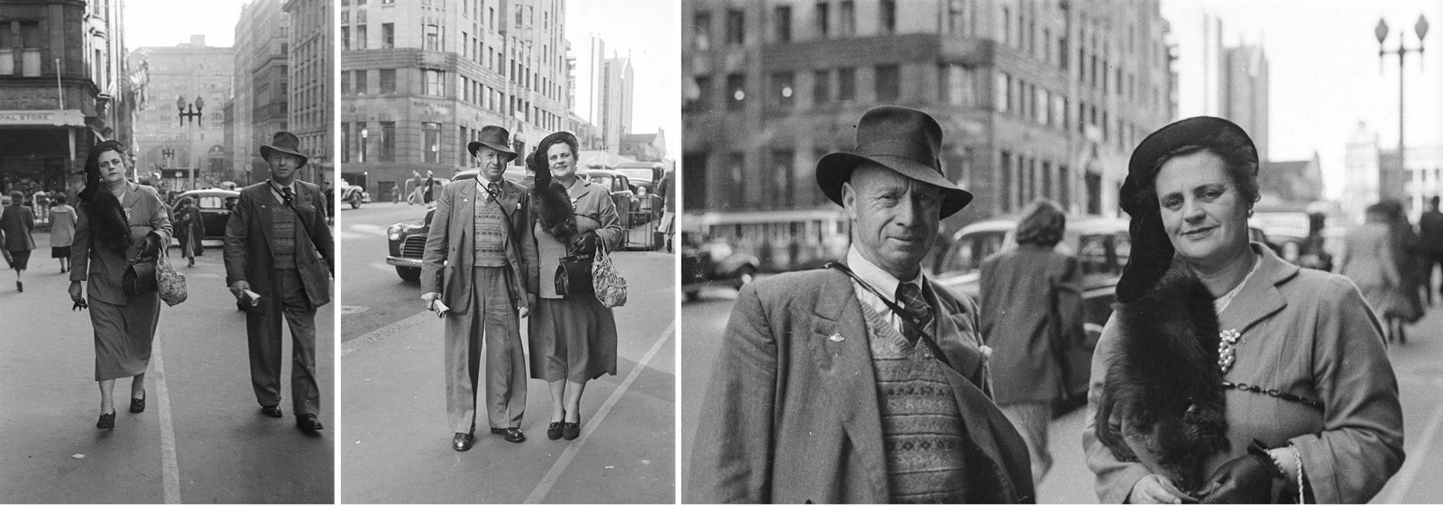 Unidentified pedestrians, Martin Place, Sydney, 1950, Ikon Studio.