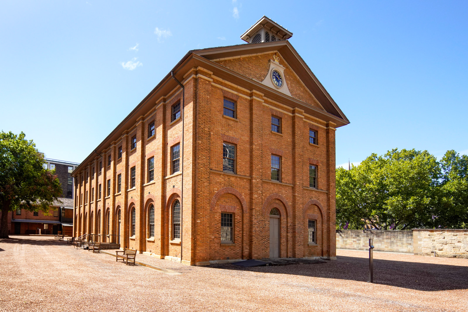 External view, [East, West, North, South] elevation of Hyde Park Barracks 