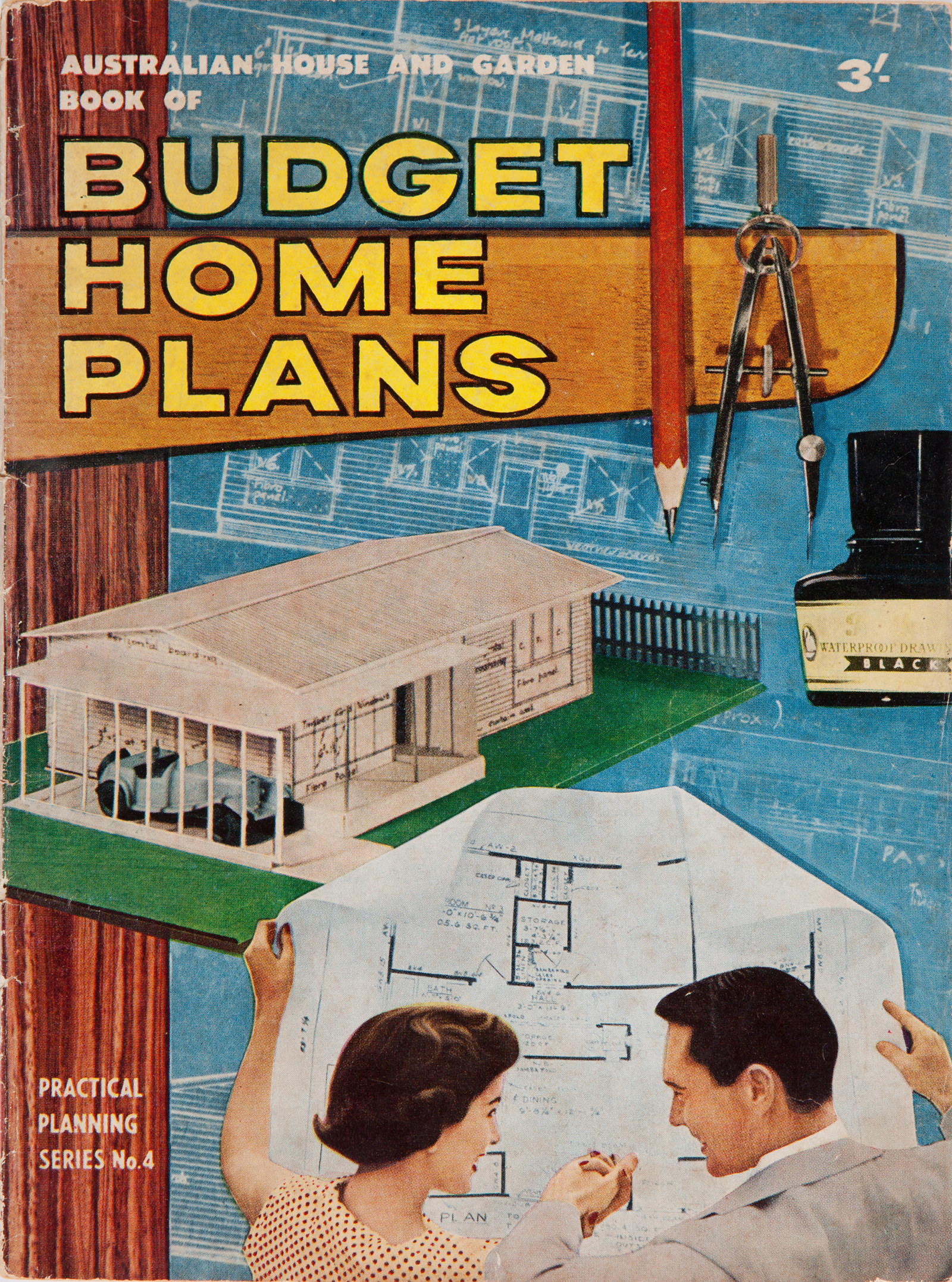Cover of book, with colour illustration of house and two people looking at a home plan.