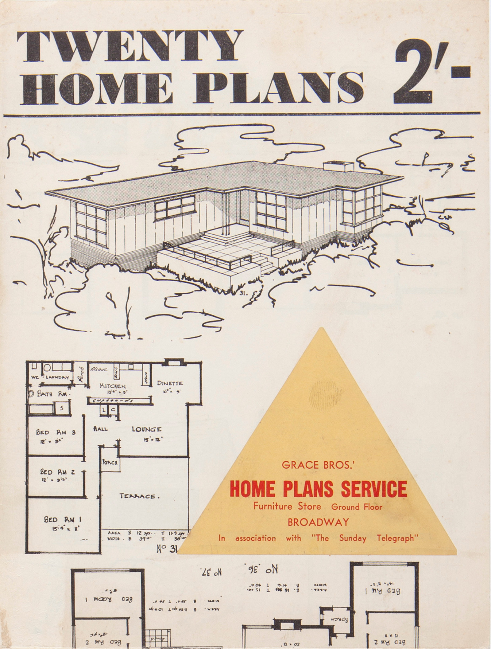 Detail of booklet front page with title "Twenty Home Plans".