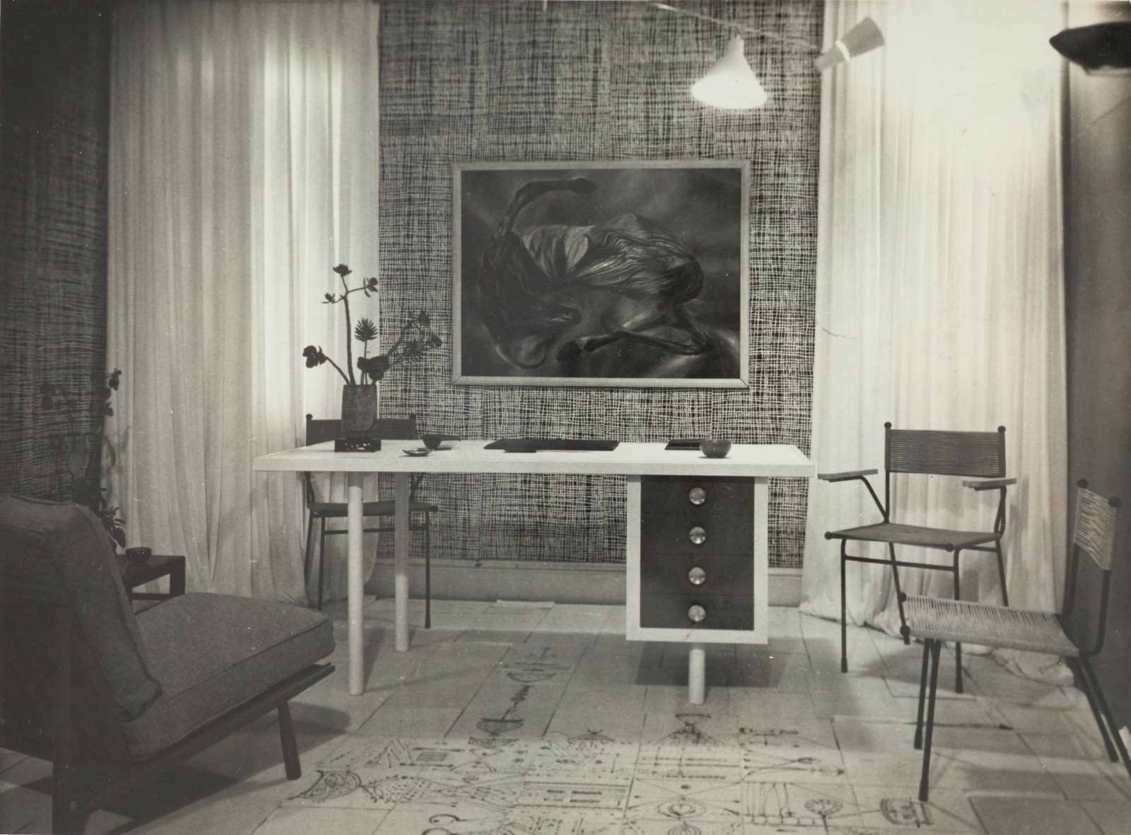 'The White Room', interior design by Marion Best Pty Ltd for the first SIDA exhibition, 1953
