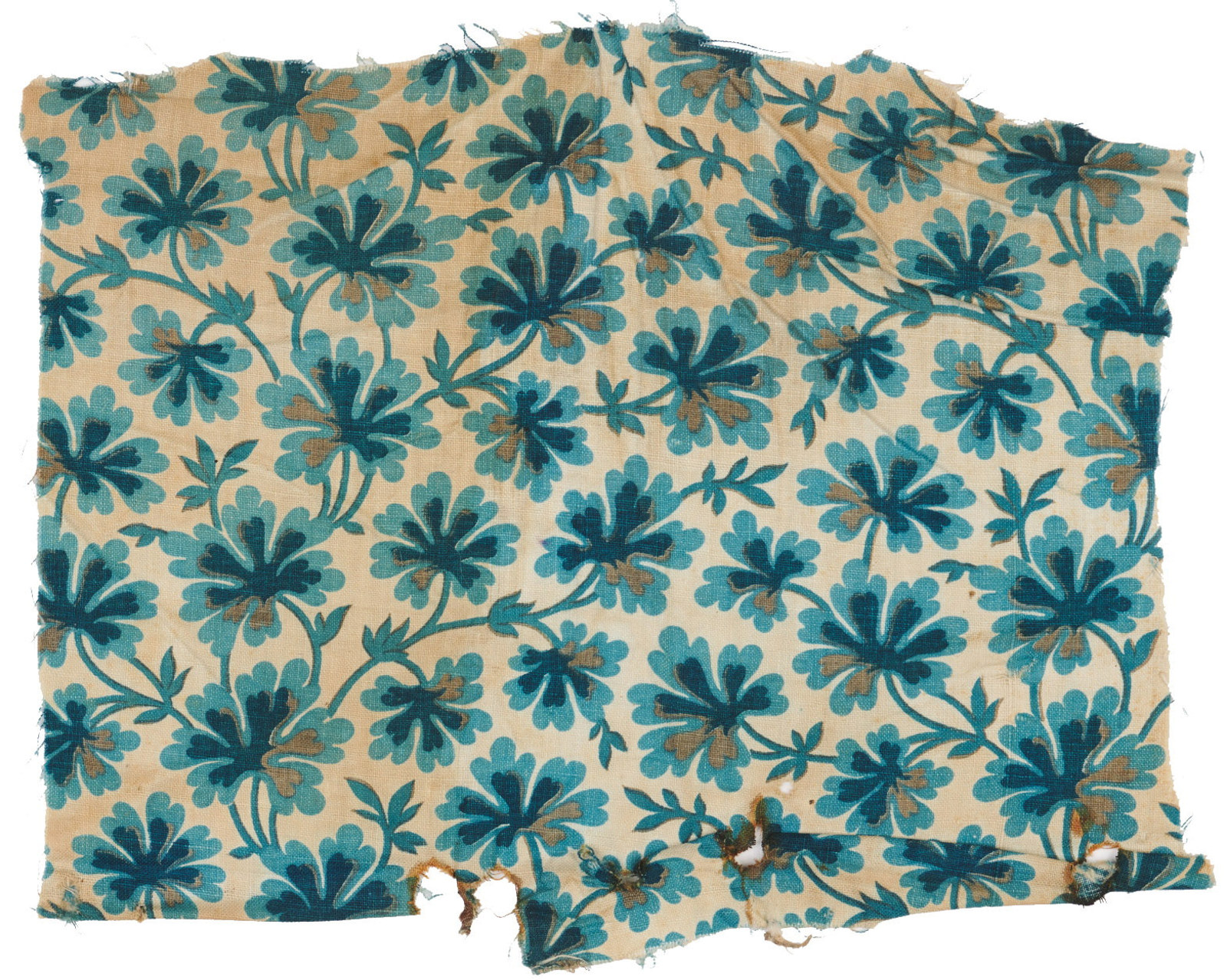 Remnant upholstery blue floral circa 1860