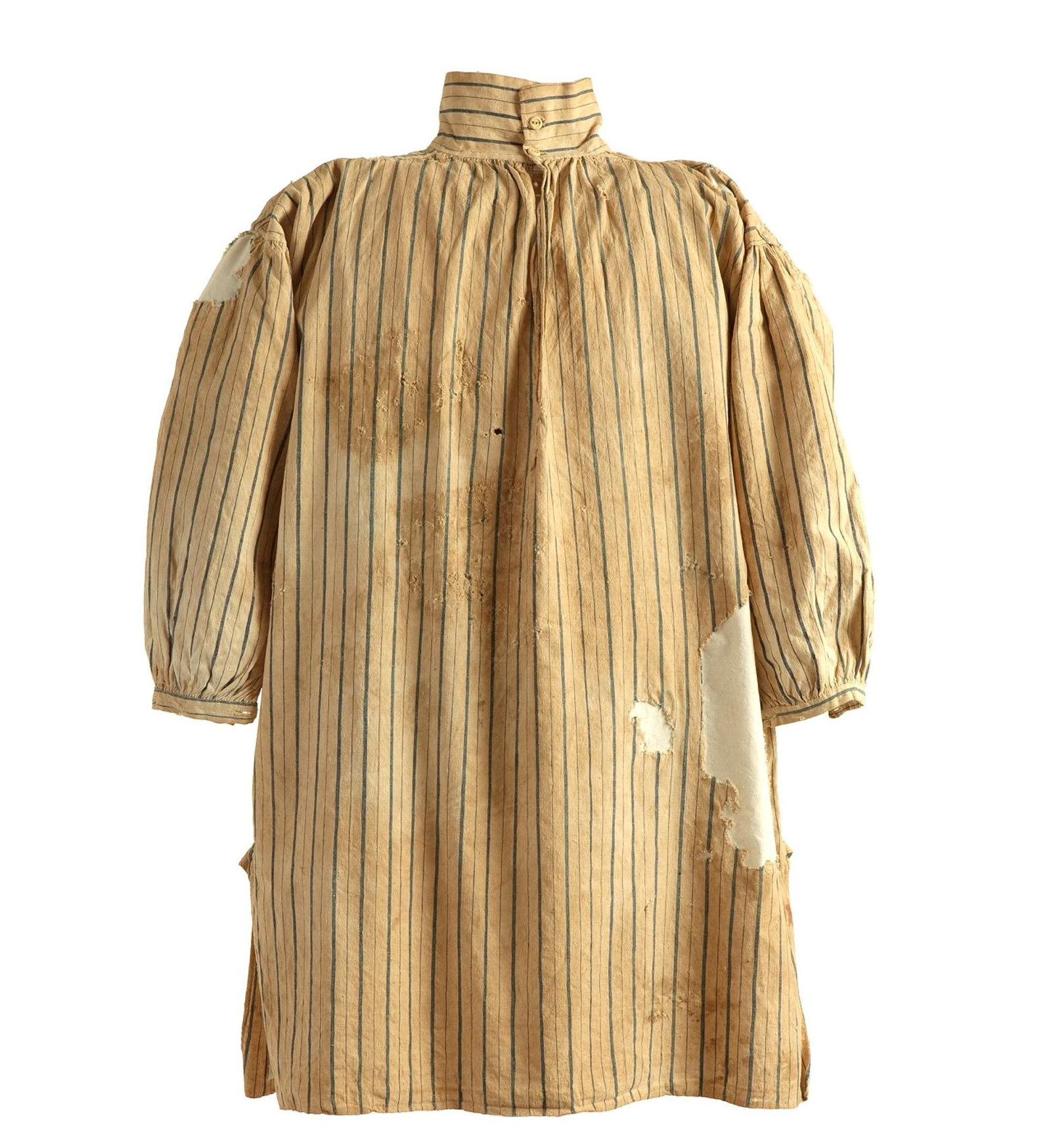Old and faded blue and white striped cotton shirt
