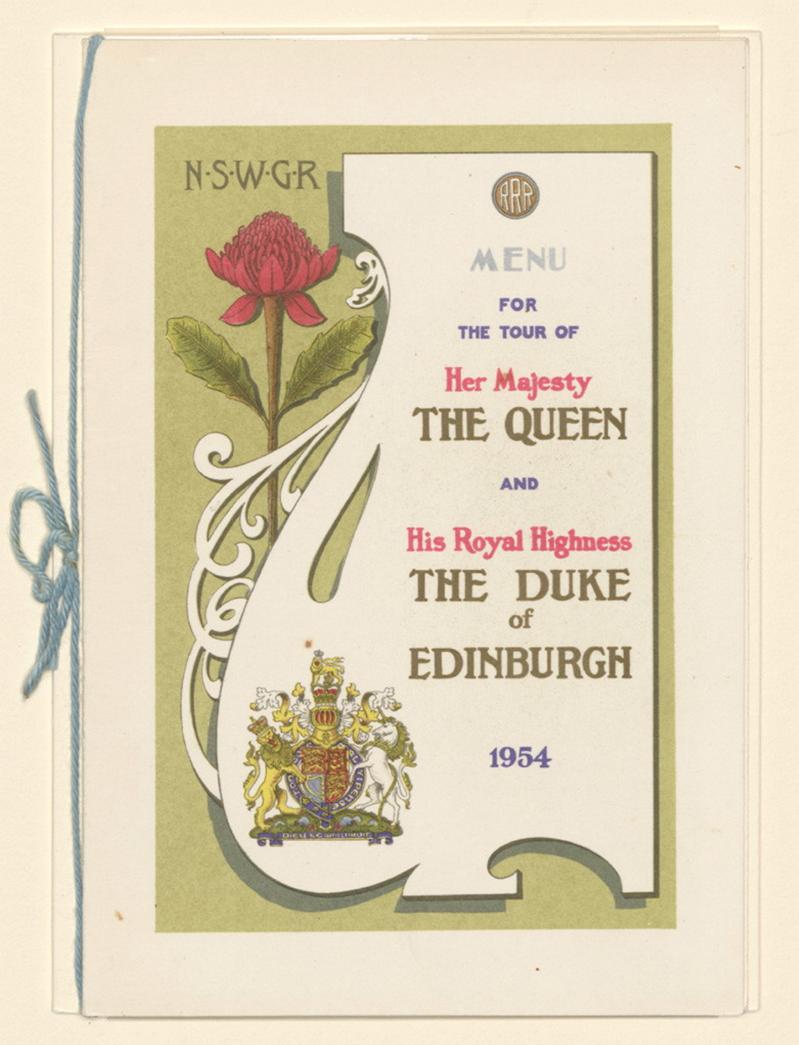 Front cover of menu from the Royal Train
