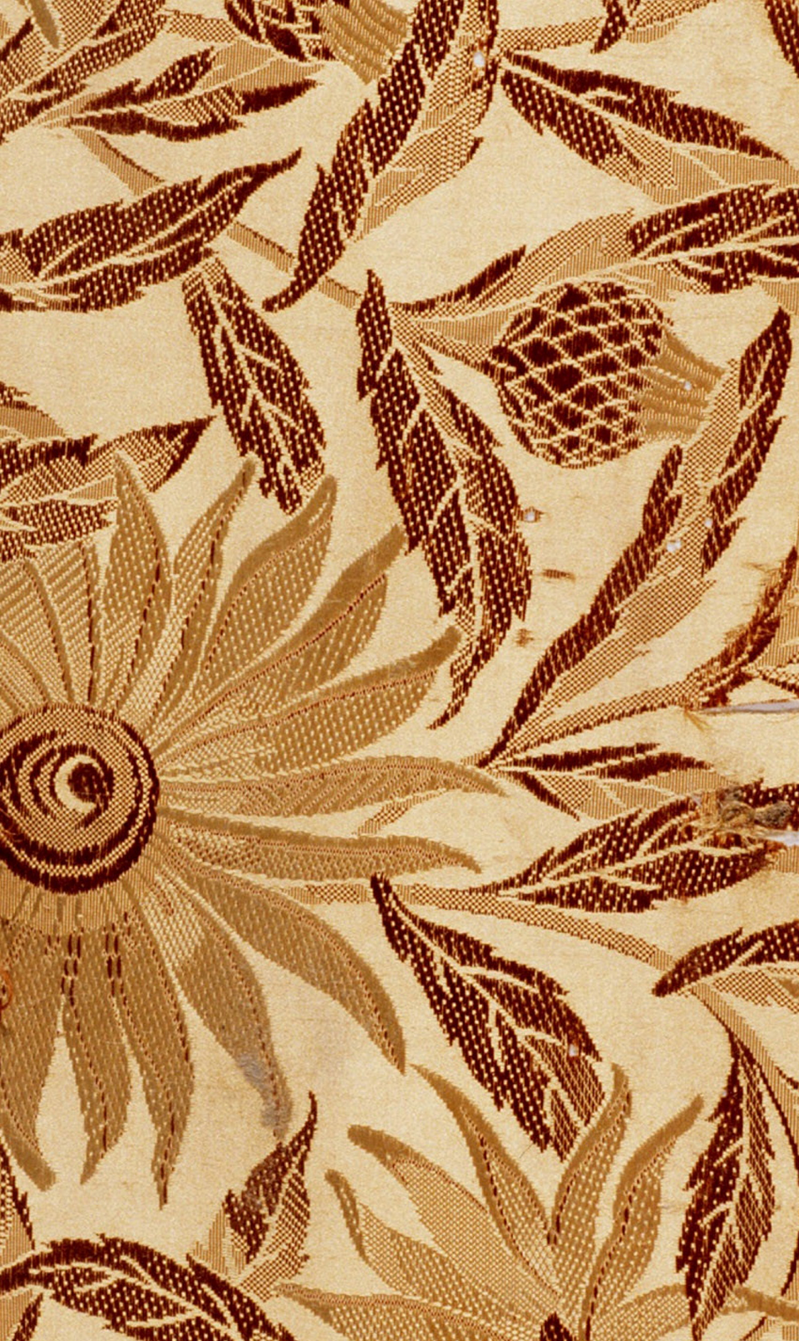 Fabric remnant, silk damask, 1878