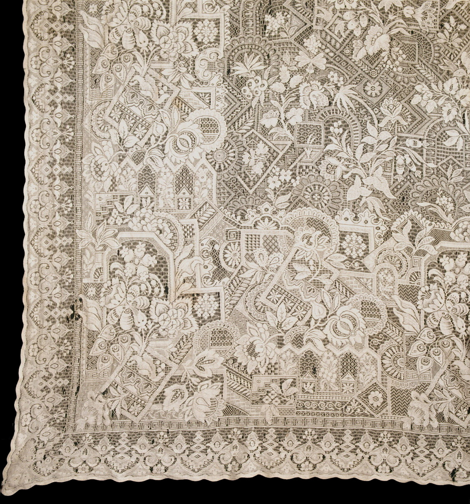Detail of lace curtain Rouse Hill House 1850-1870