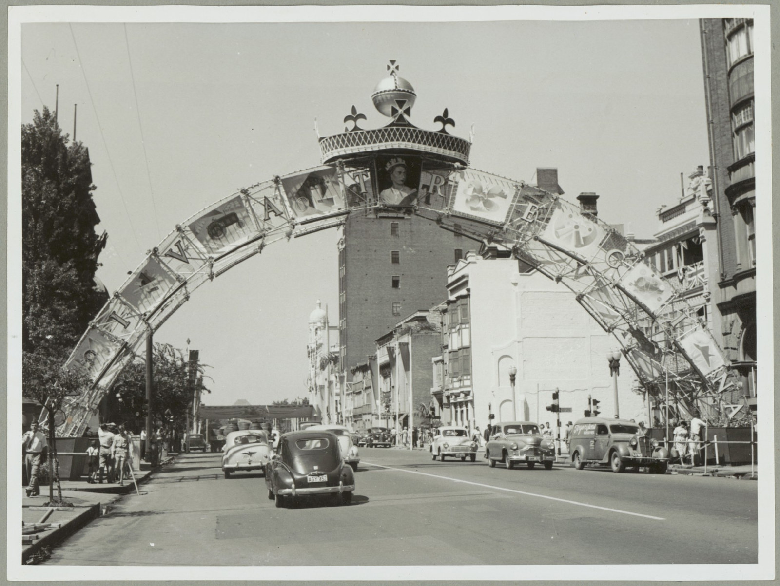 Sydney streets decorated for the 1954 Royal Visit