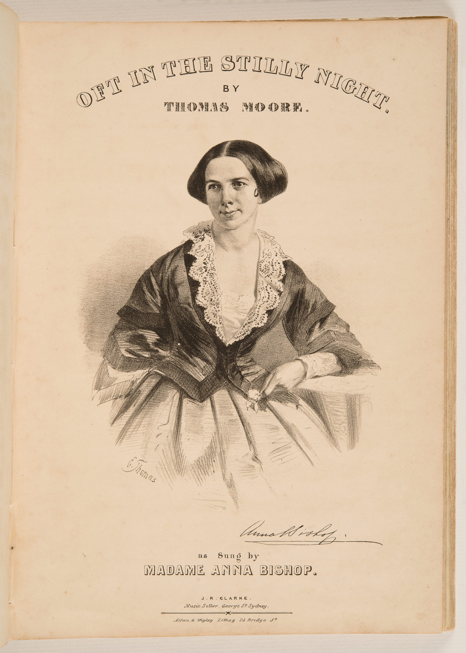 Front cover of sheet music, 'Oft in the Stilly Night,' by Thomas Moore, circa 1858