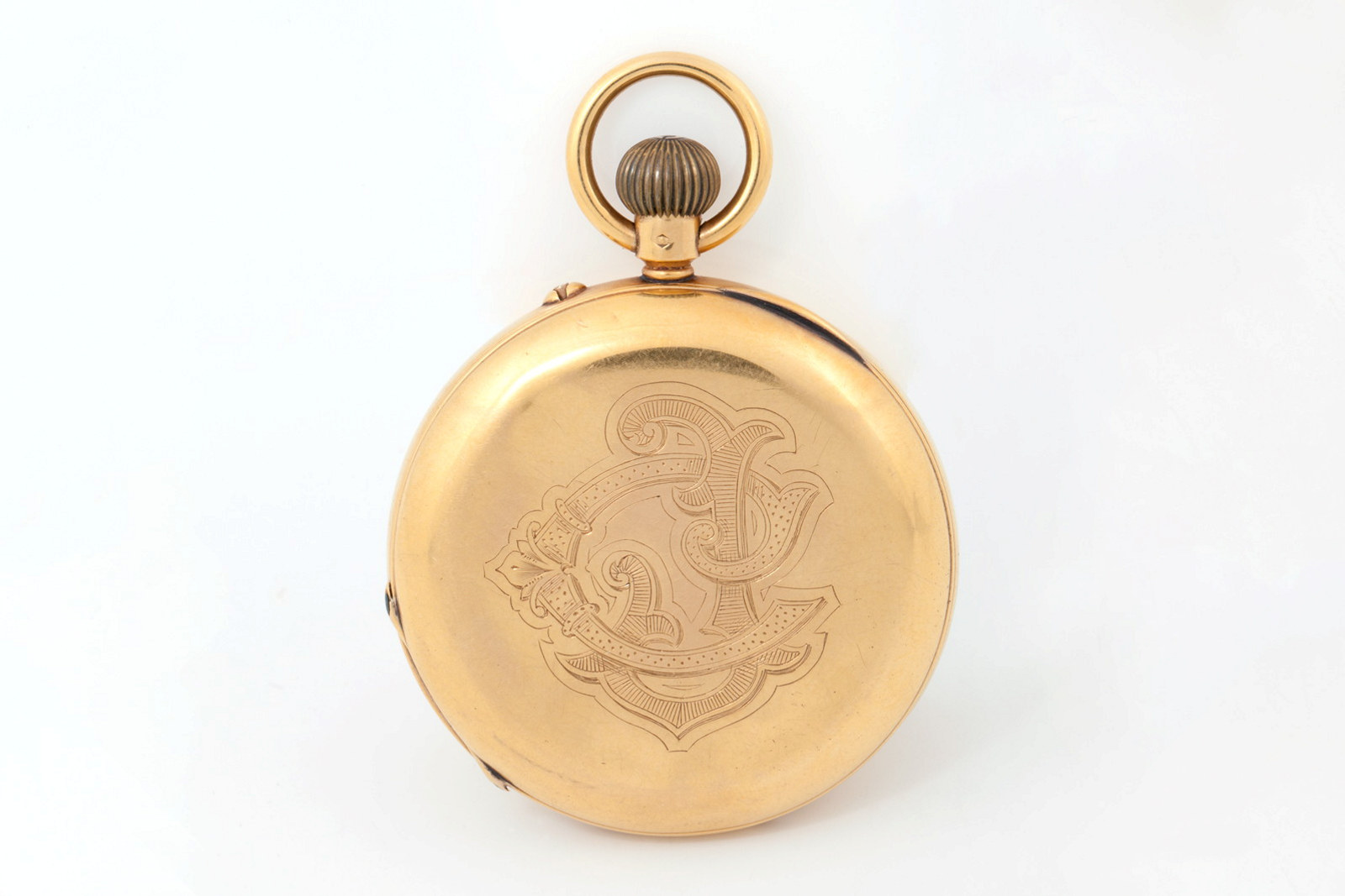 Back of a gold pocket watch presented to magistrate Charles Jennings on his retirement, 26 November 1926
